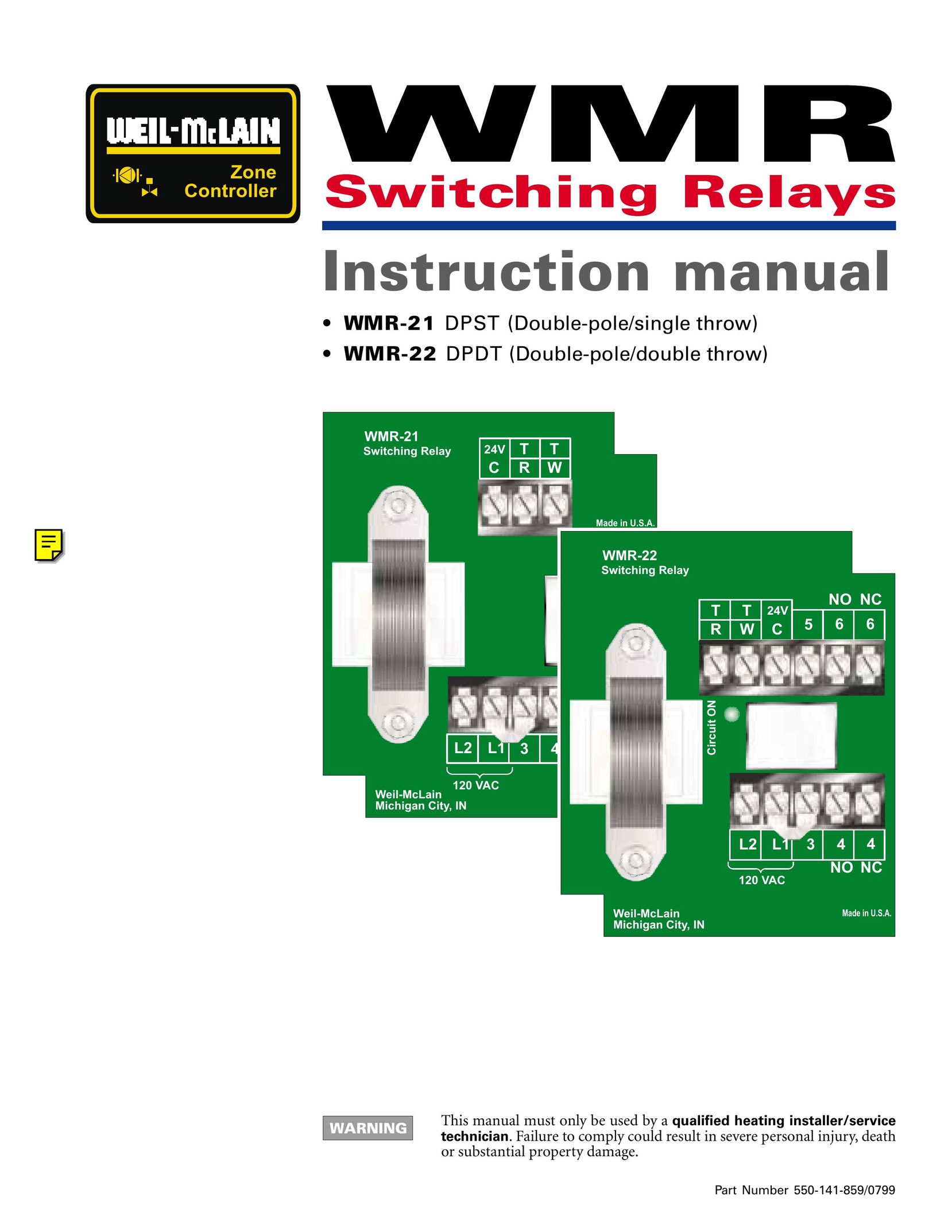 Weil-McLain WMR-21 Switch User Manual