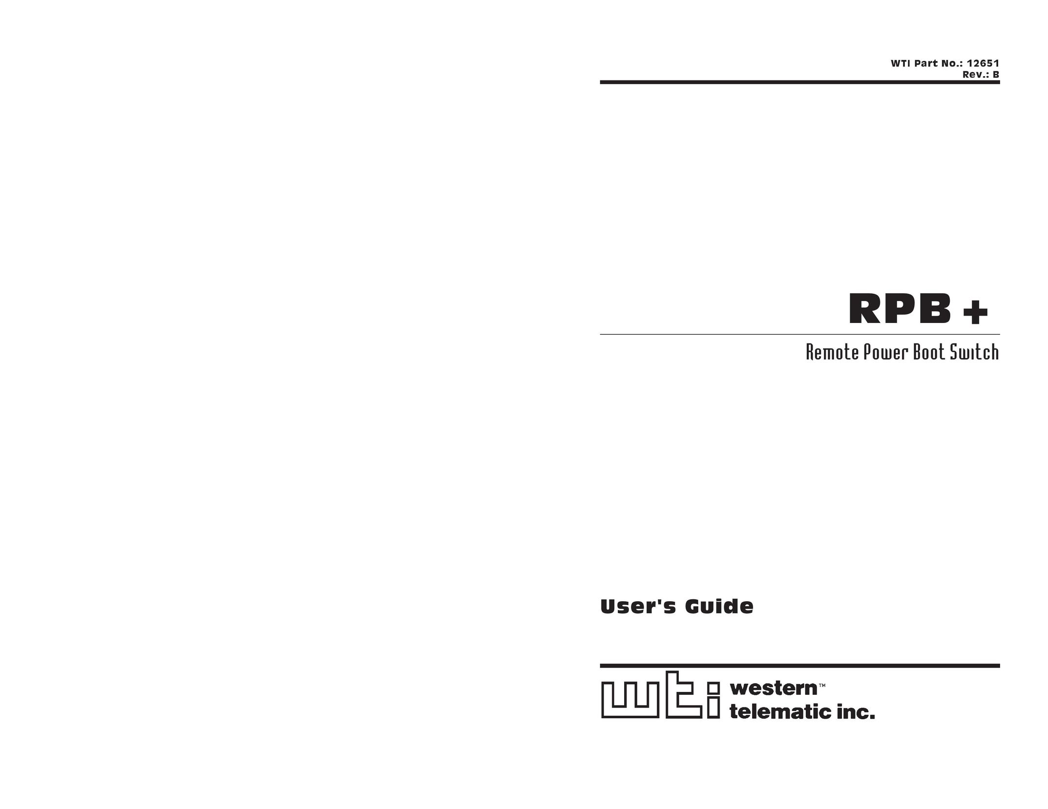 Western Telematic 12651 Switch User Manual