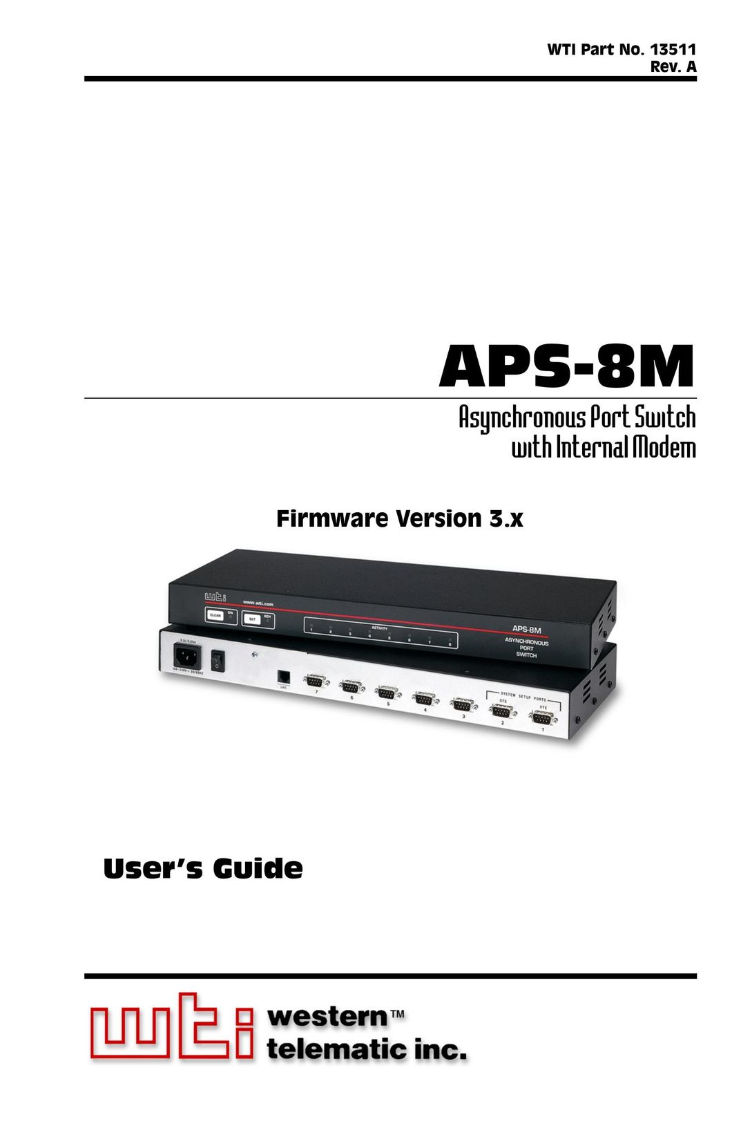Western Telematic APS-8M Switch User Manual
