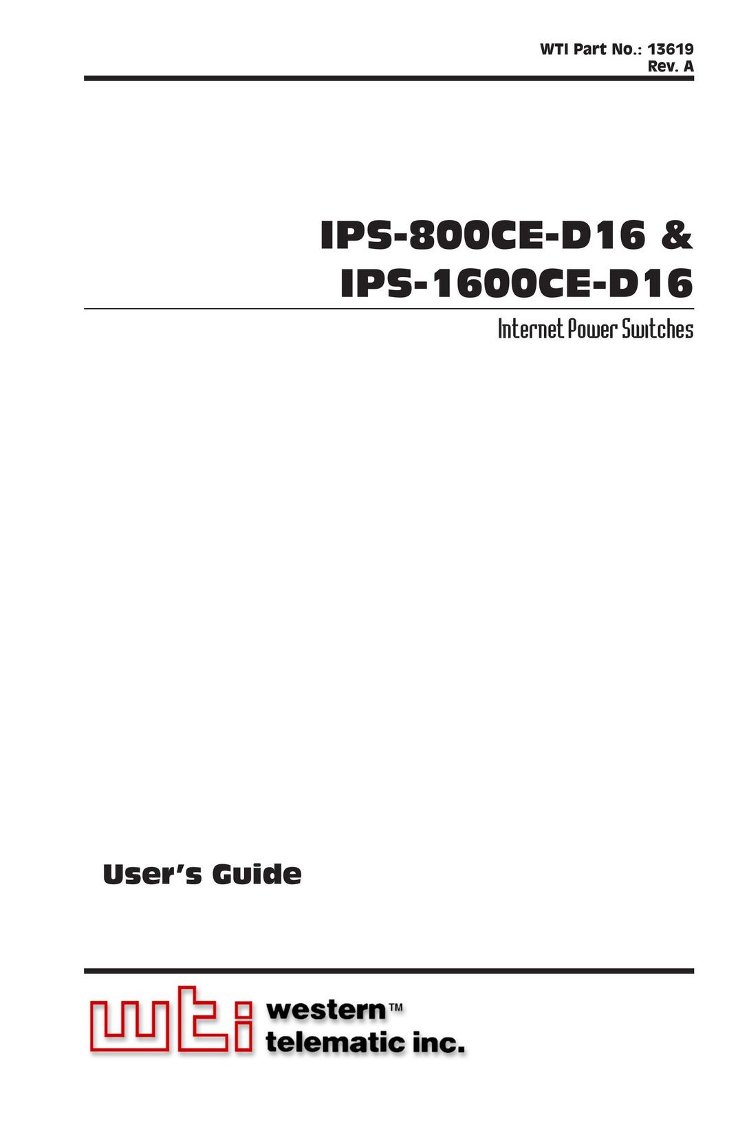 Western Telematic IPS-800CE-D16, IPS-1600CE-D16 Switch User Manual