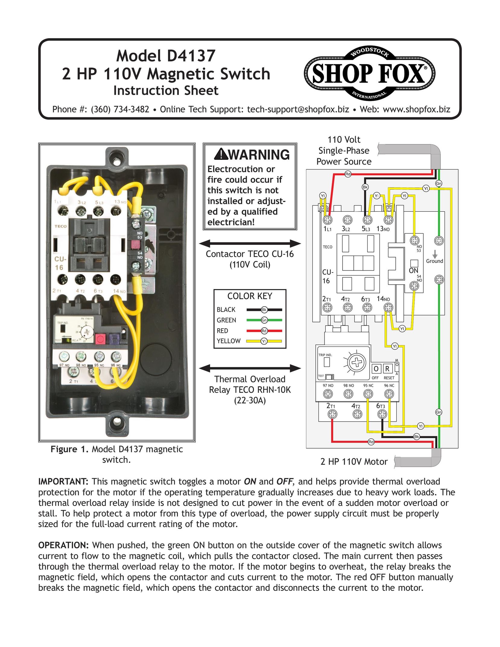Woodstock D4137 Switch User Manual