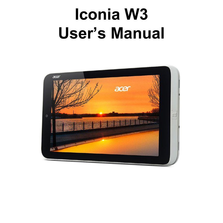 Acer Iconia W3 Tablet User Manual