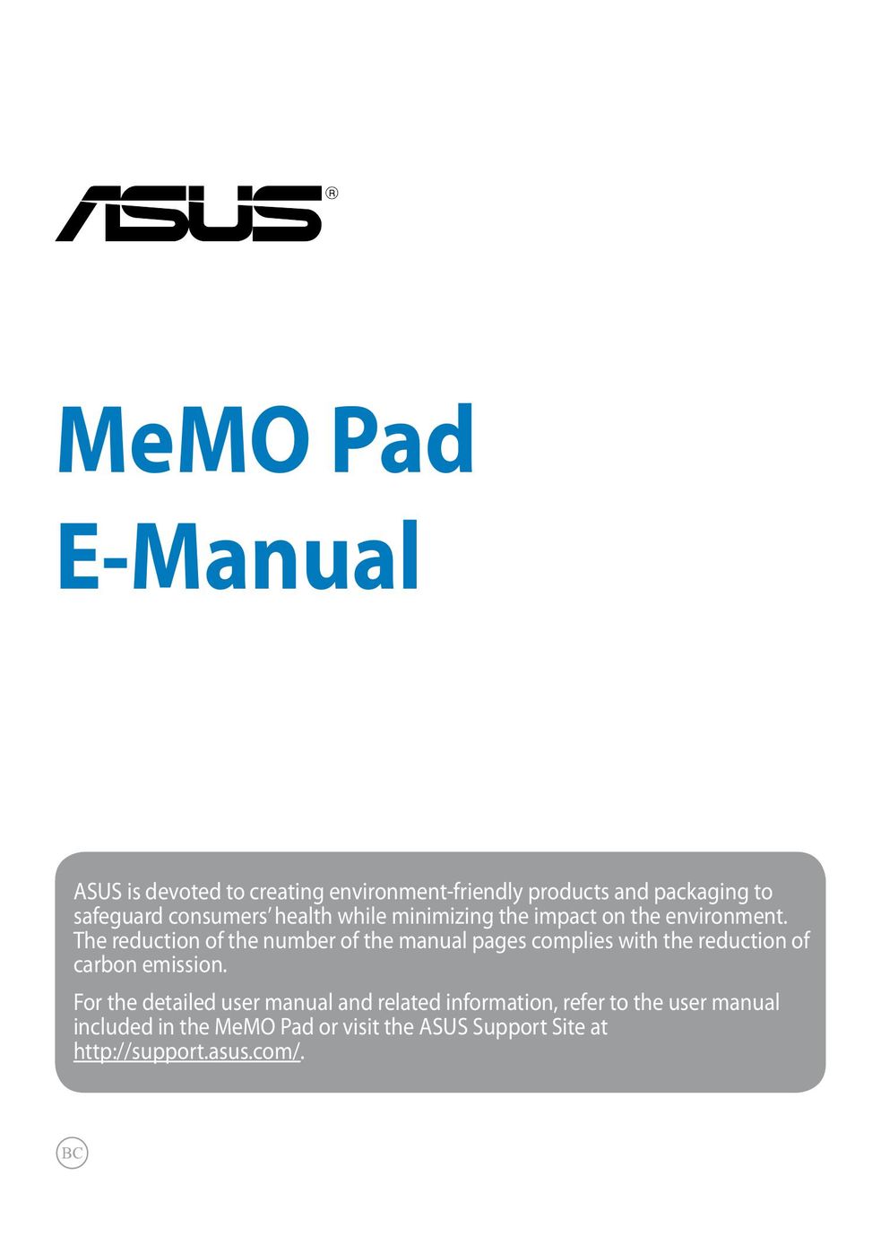 Asus 90OKS0GB41070W Tablet User Manual