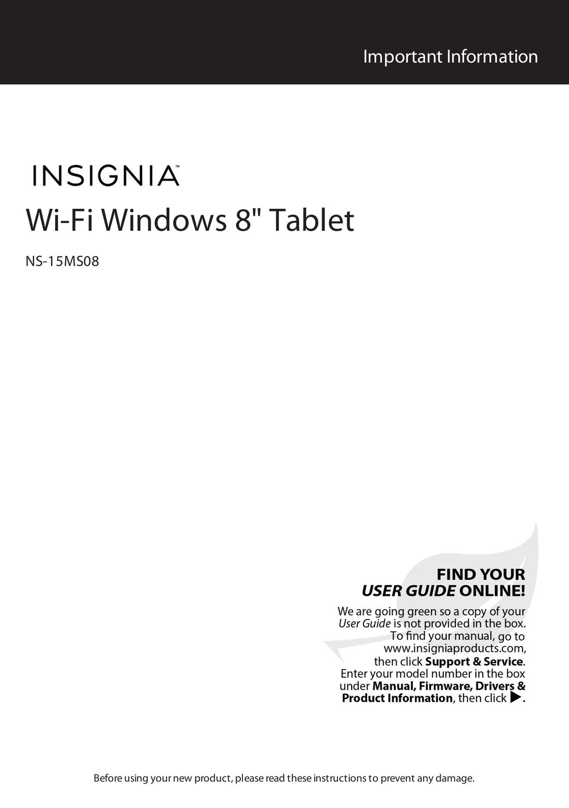 Insignia NS-15MS08 Tablet User Manual