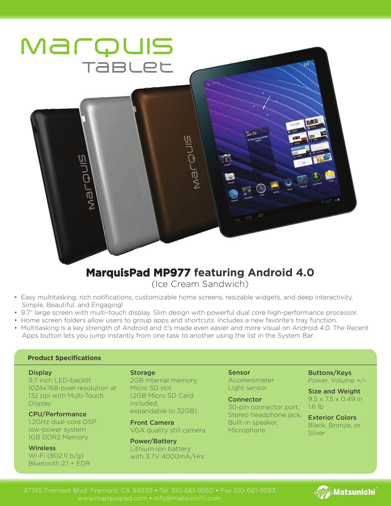 Marquis MP977 Tablet User Manual
