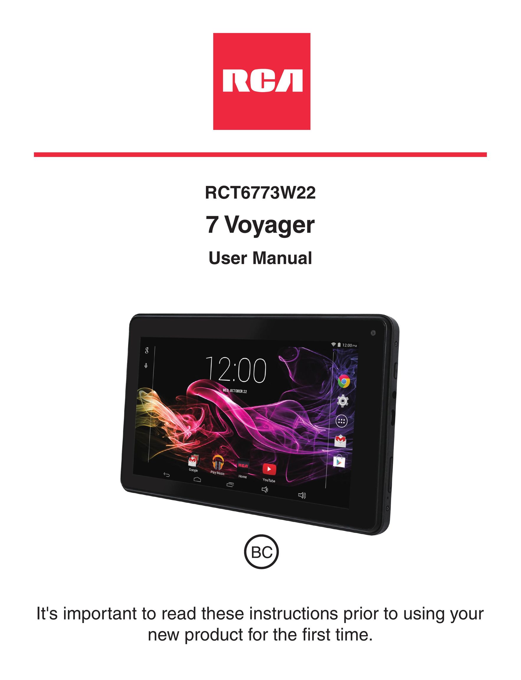 RCA RCT6773W22 Tablet User Manual