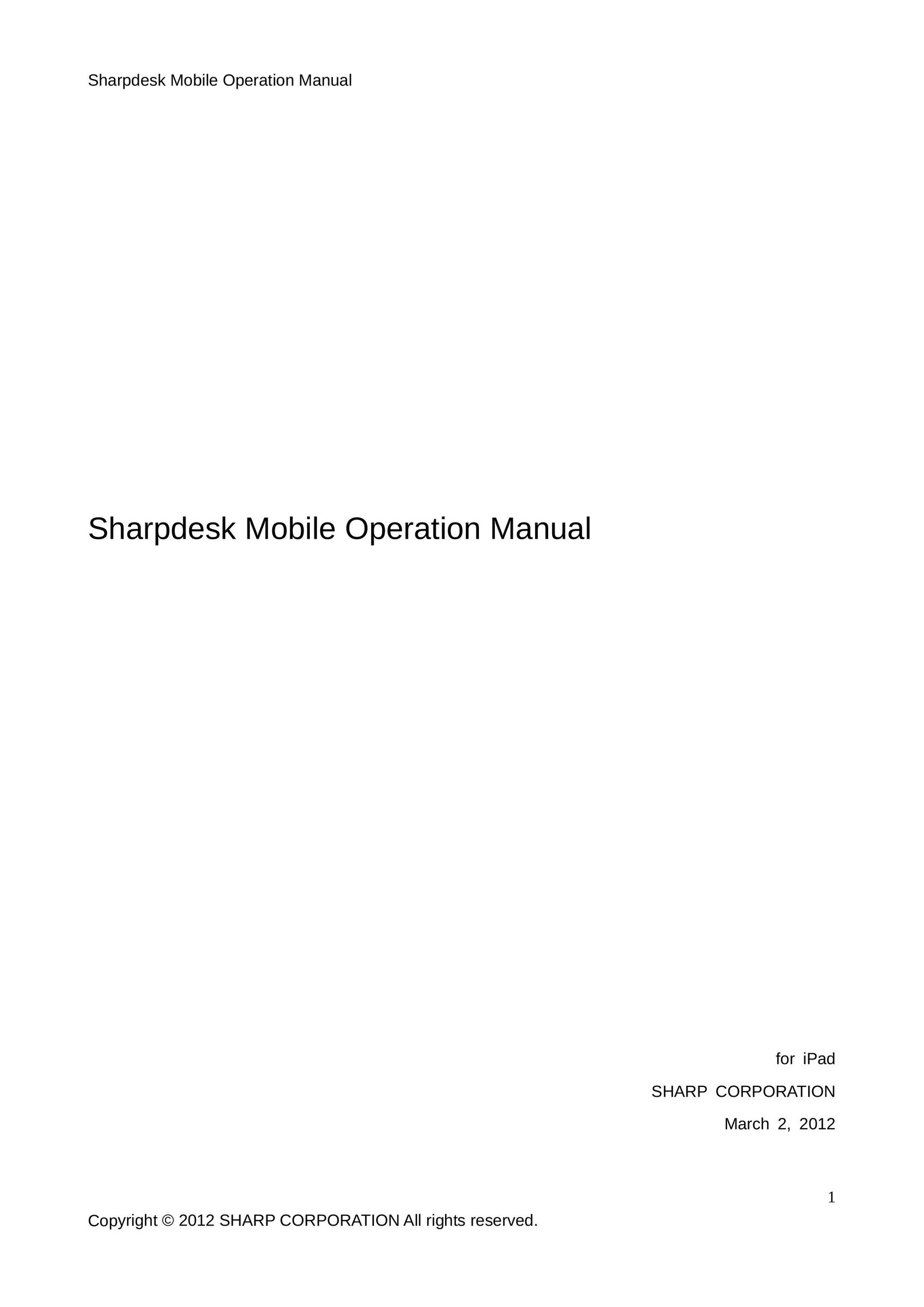 Sharp MX-2310U Tablet User Manual