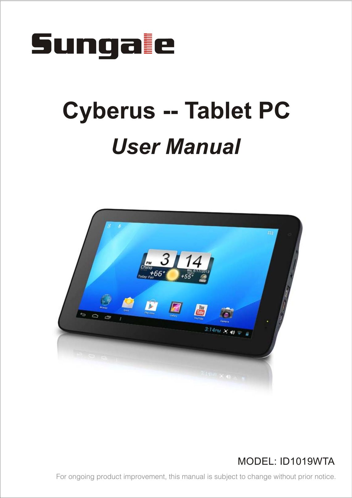 Sungale ID1019WTA Tablet User Manual