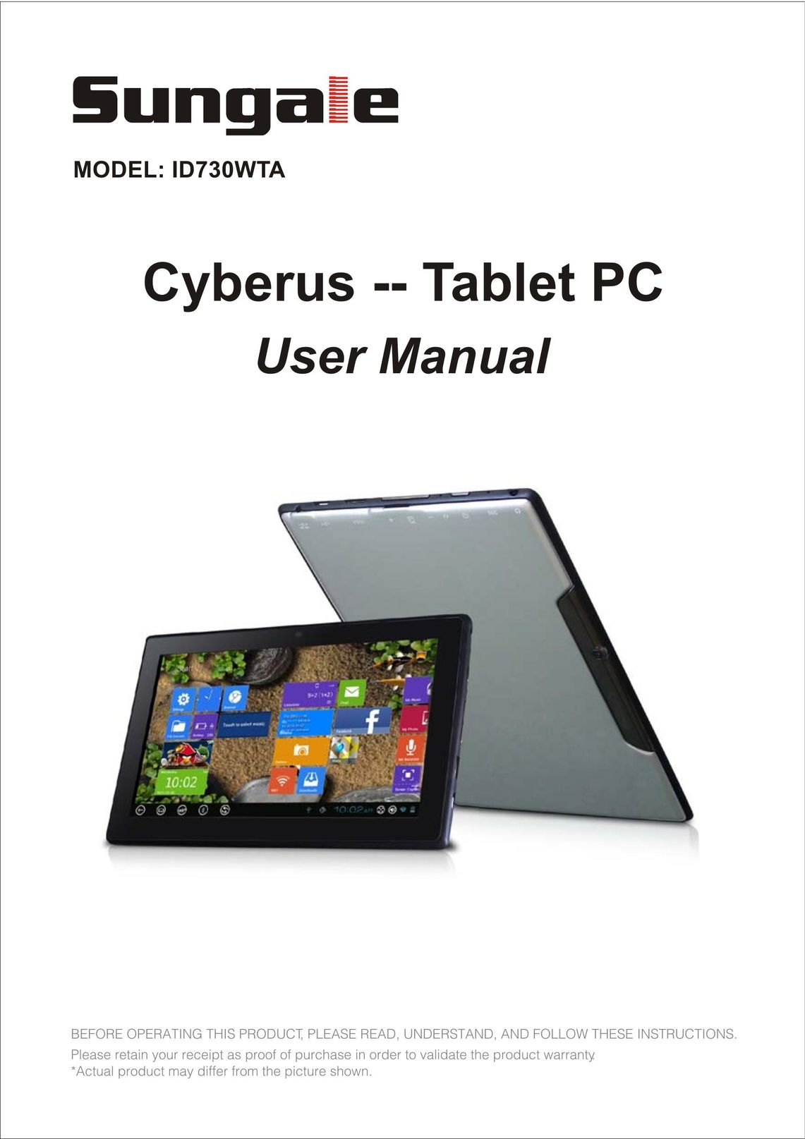Sungale ID730WTA Tablet User Manual