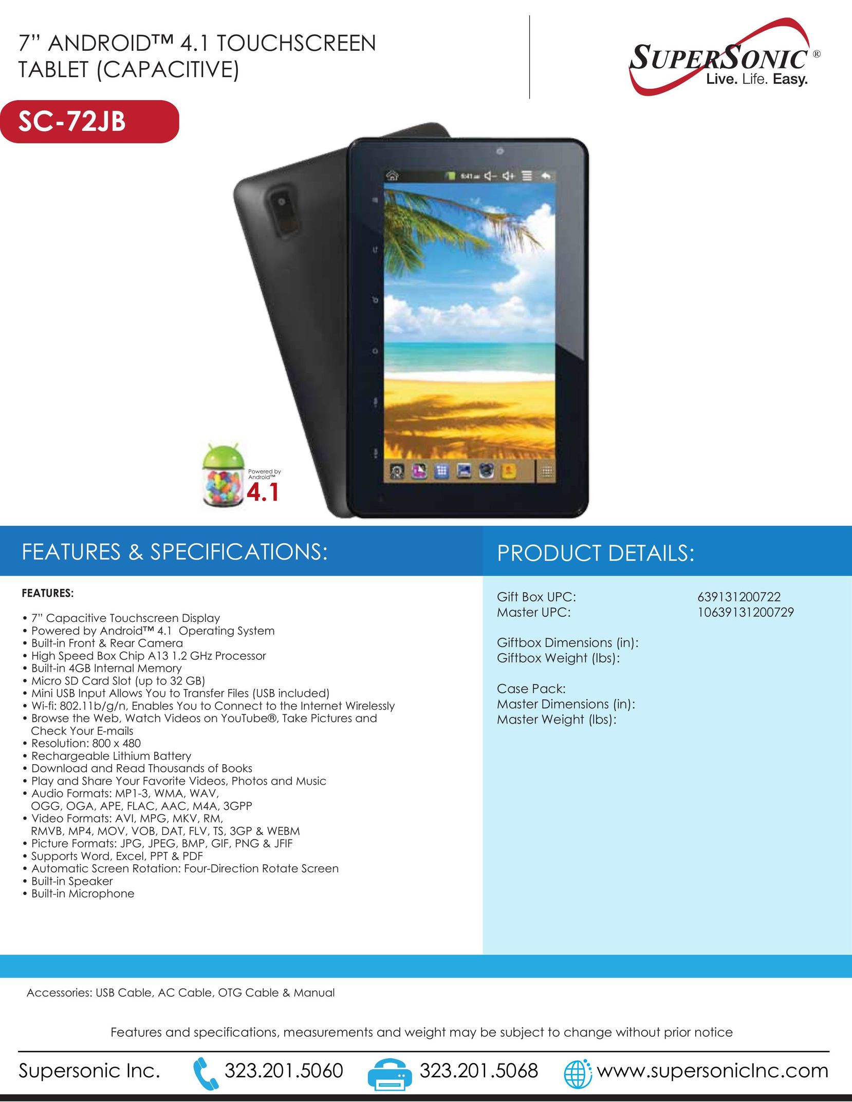 Supersonic SC72JB Tablet User Manual