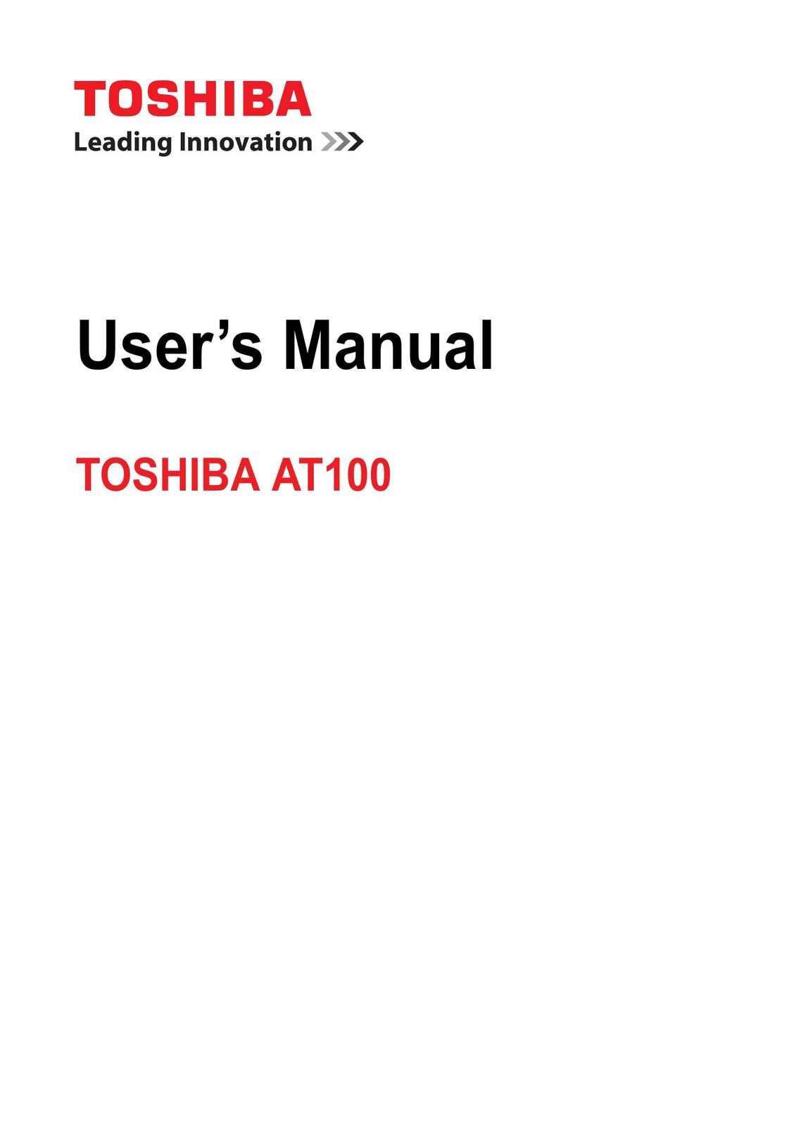 Toshiba at100 Tablet User Manual