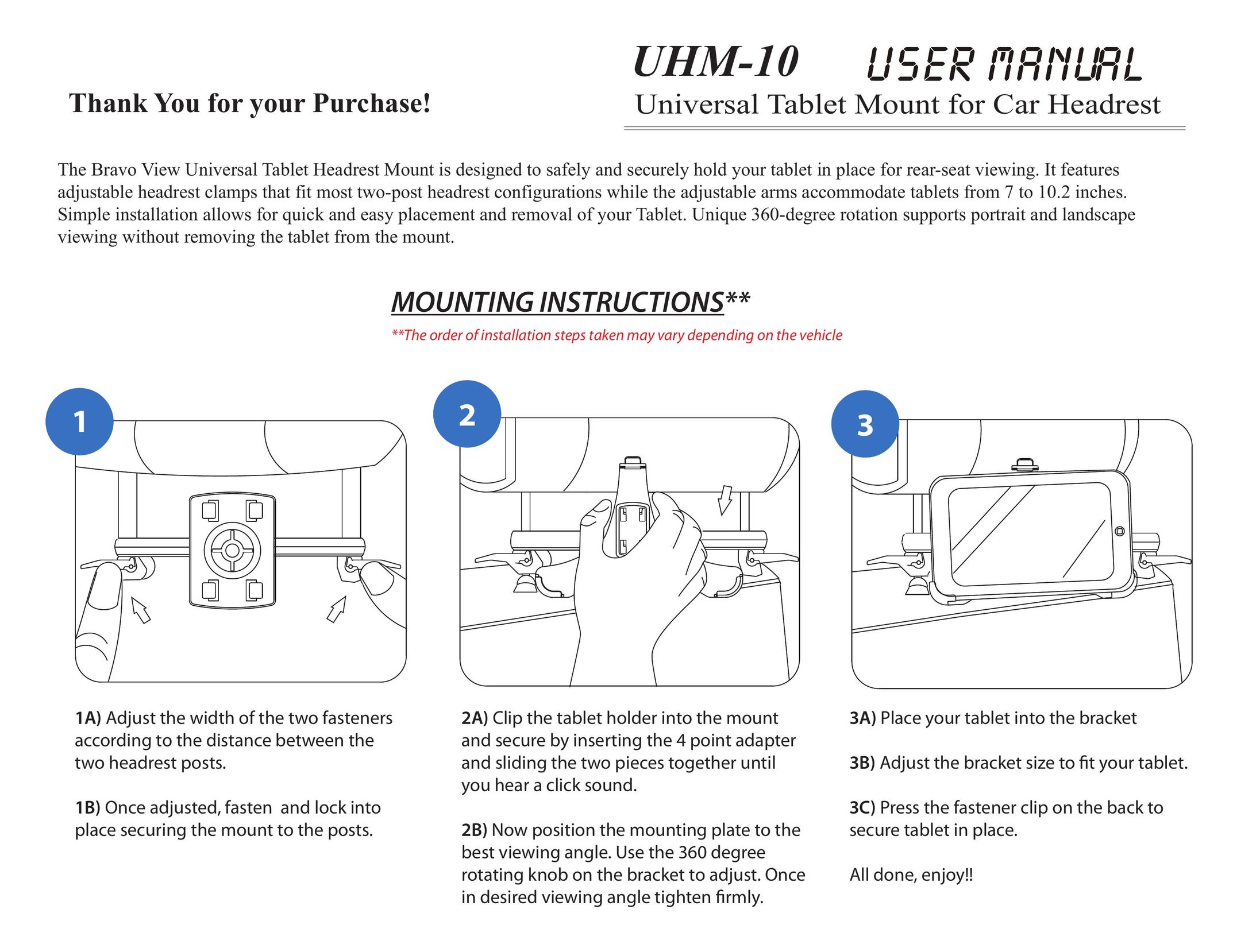 Bravo View UHM10 Tablet Accessory User Manual