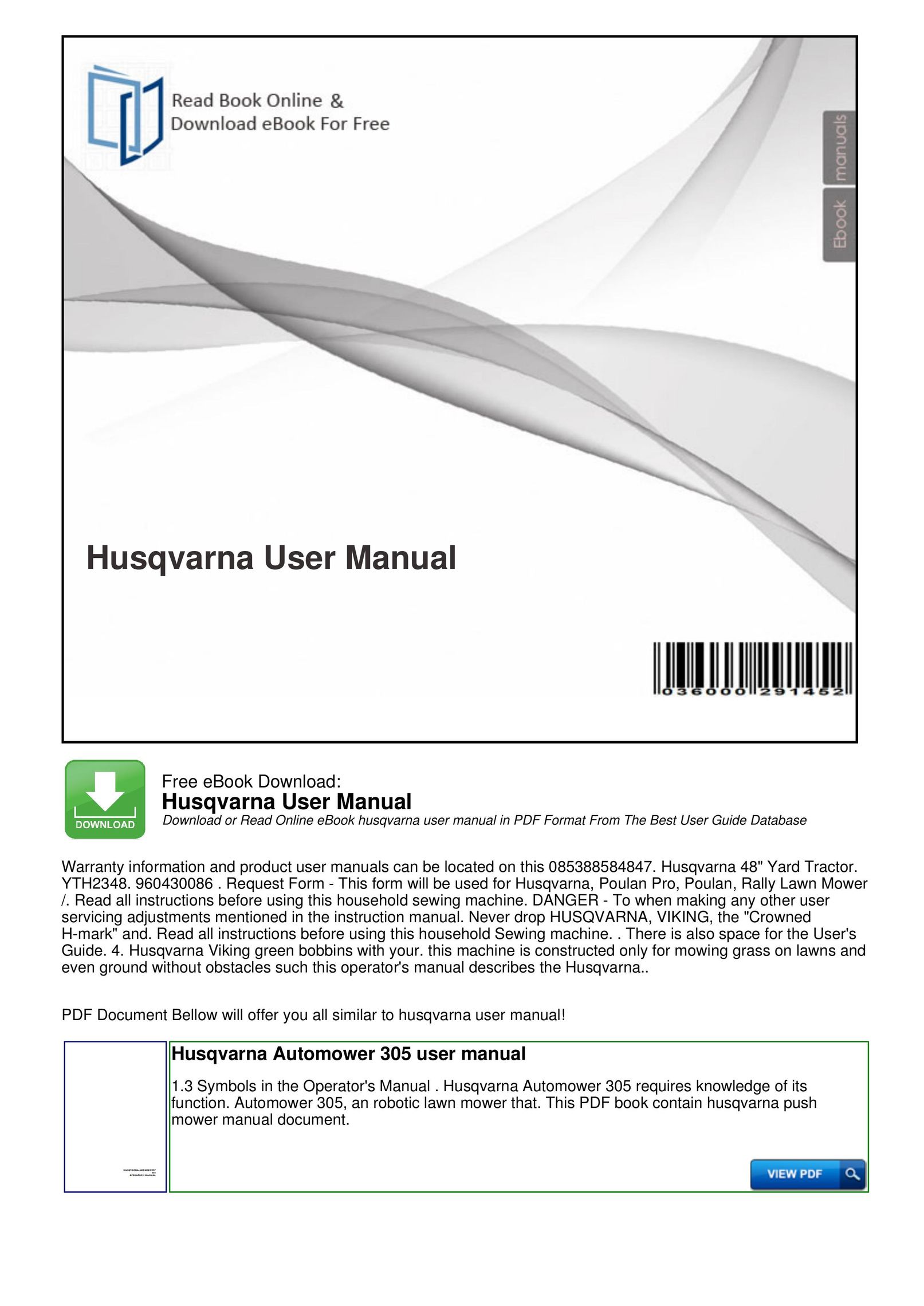 Husqvarna YTH2348 Tablet Accessory User Manual