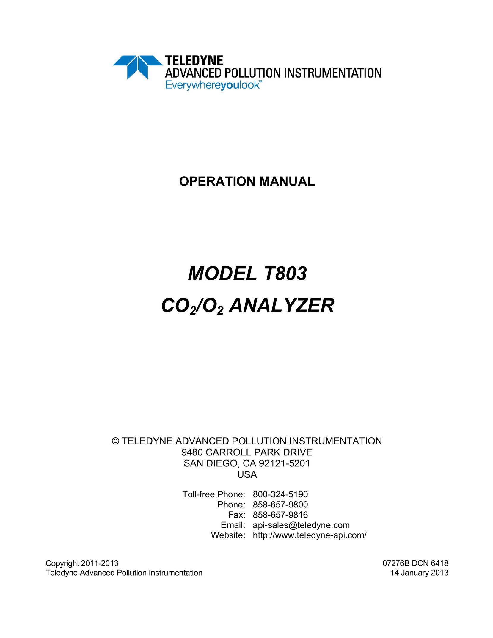 Teledyne T803 Tablet Accessory User Manual