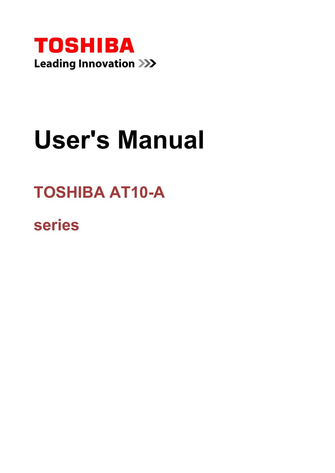 Toshiba AT10-A Tablet Accessory User Manual