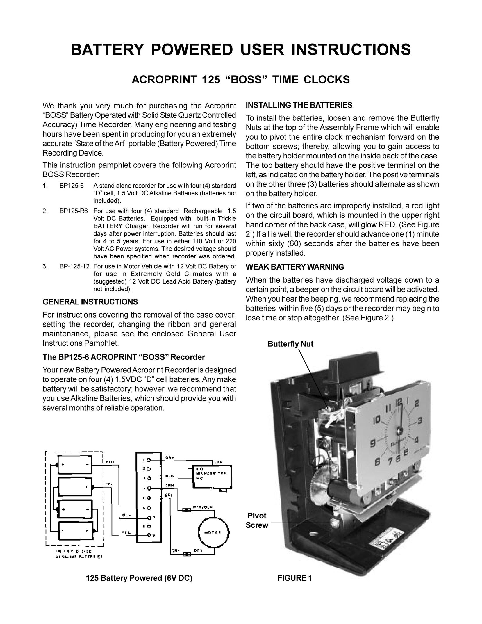 Acroprint BP125-6 Time Clock User Manual
