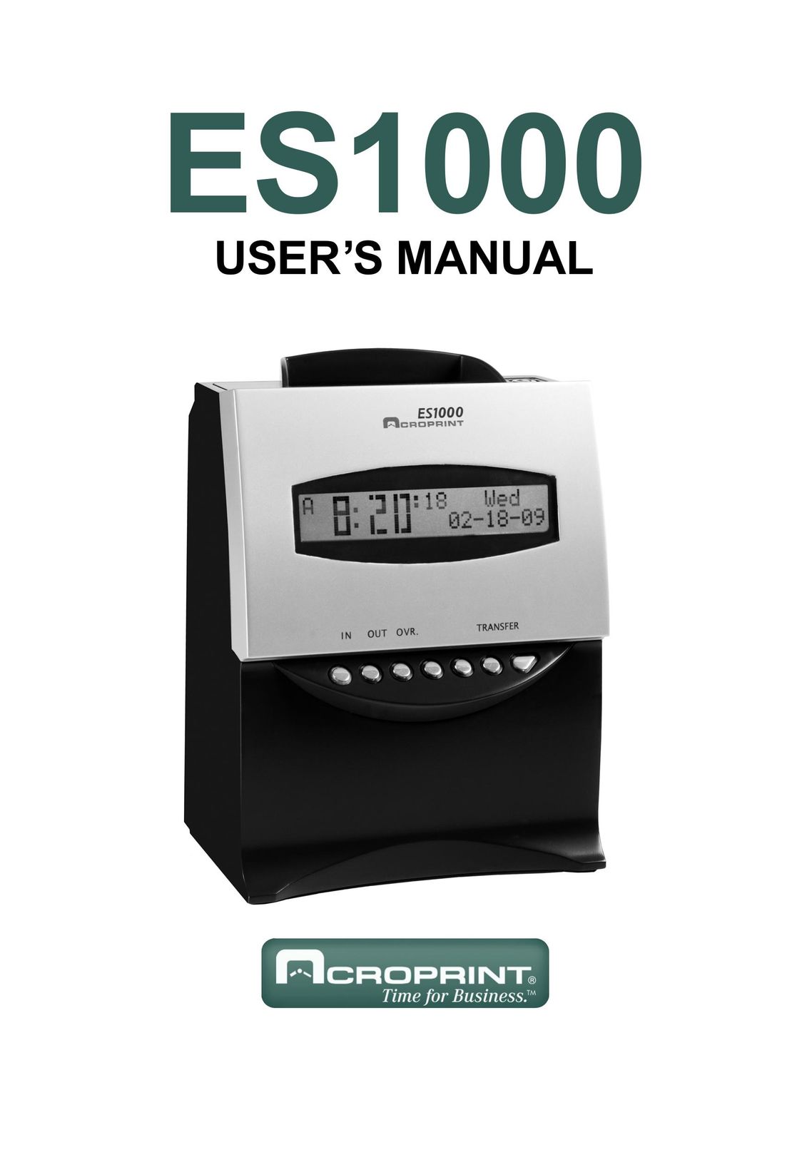 Acroprint ES1000 Time Clock User Manual