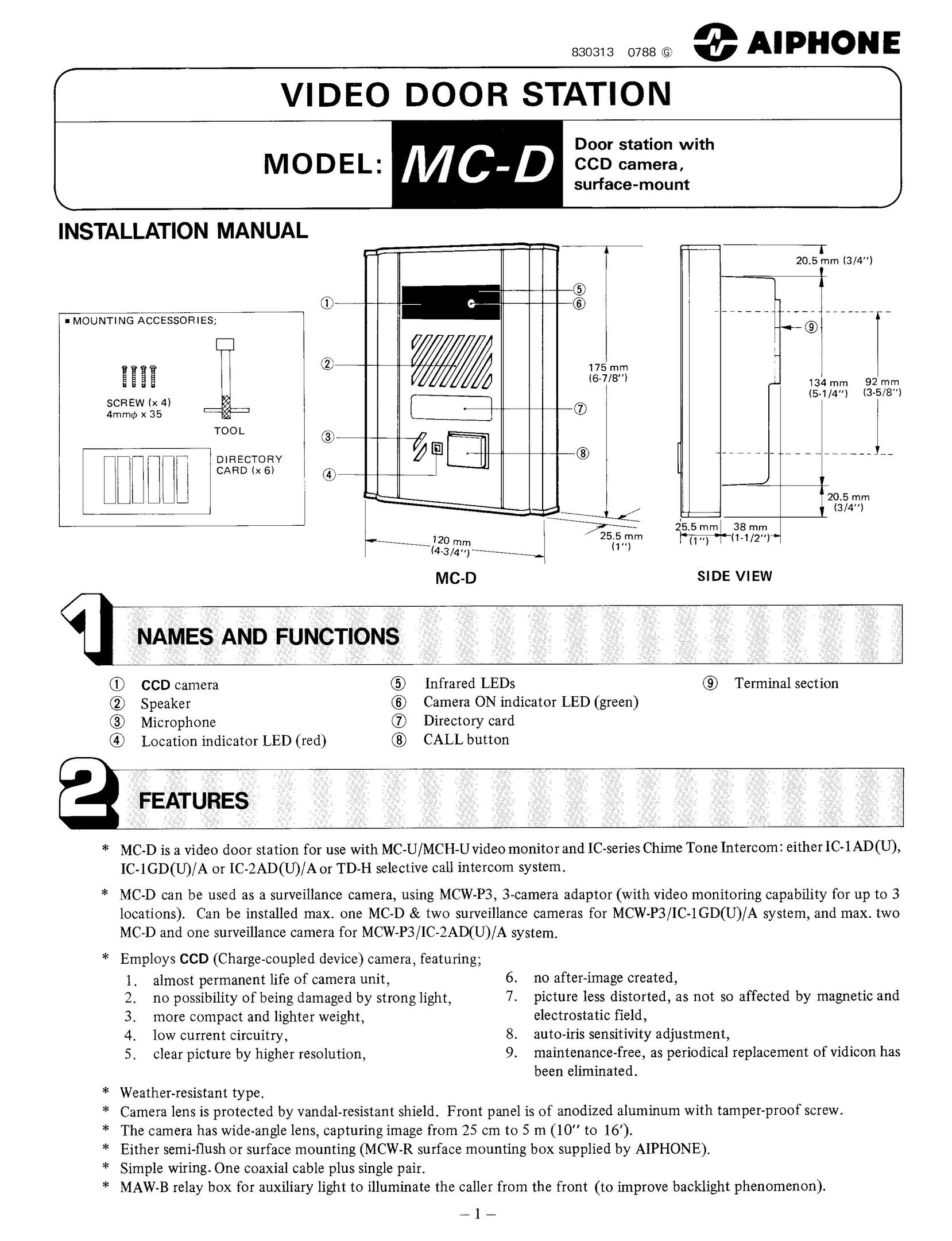 Aiphone MC-D Time Clock User Manual