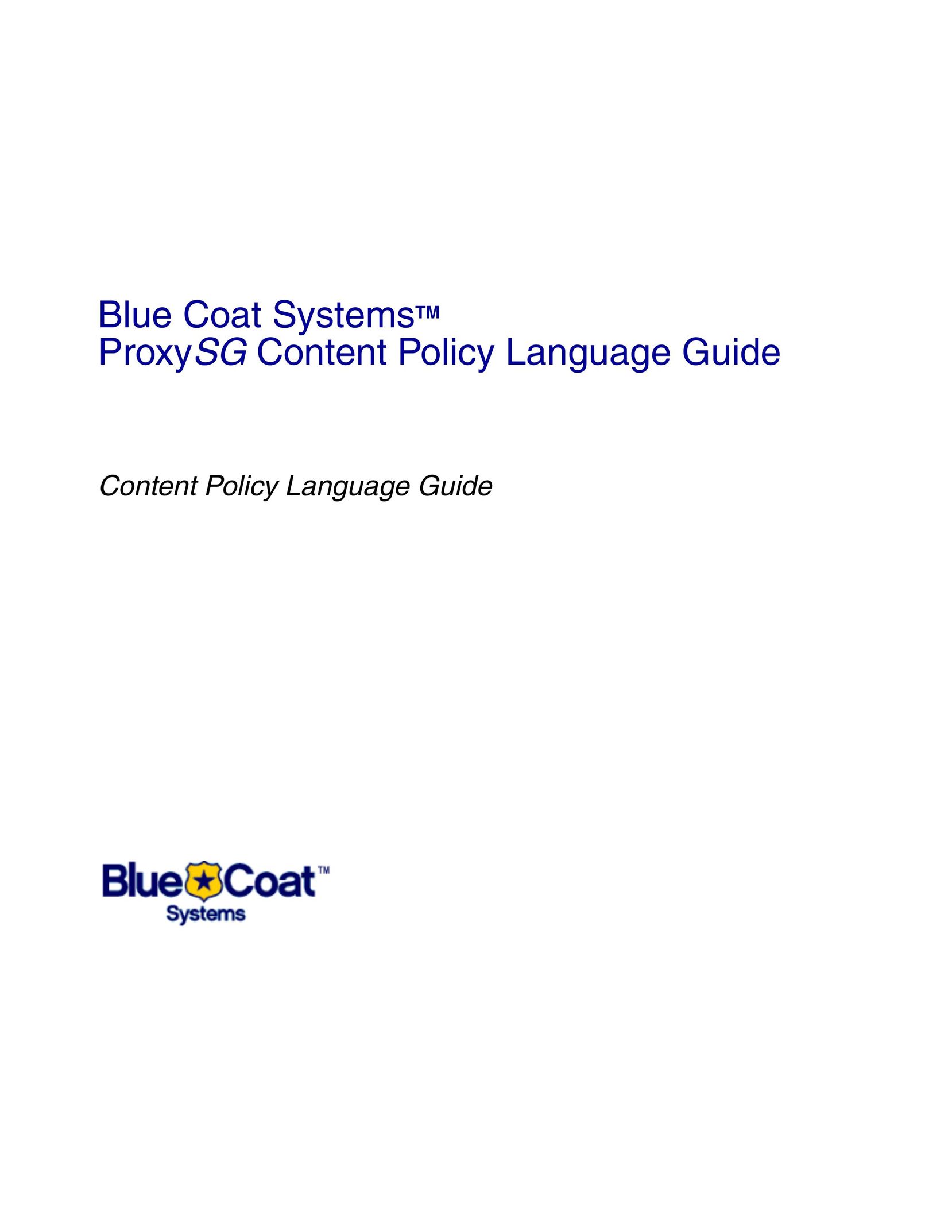 Blue Coat Systems Proxy SG Time Clock User Manual