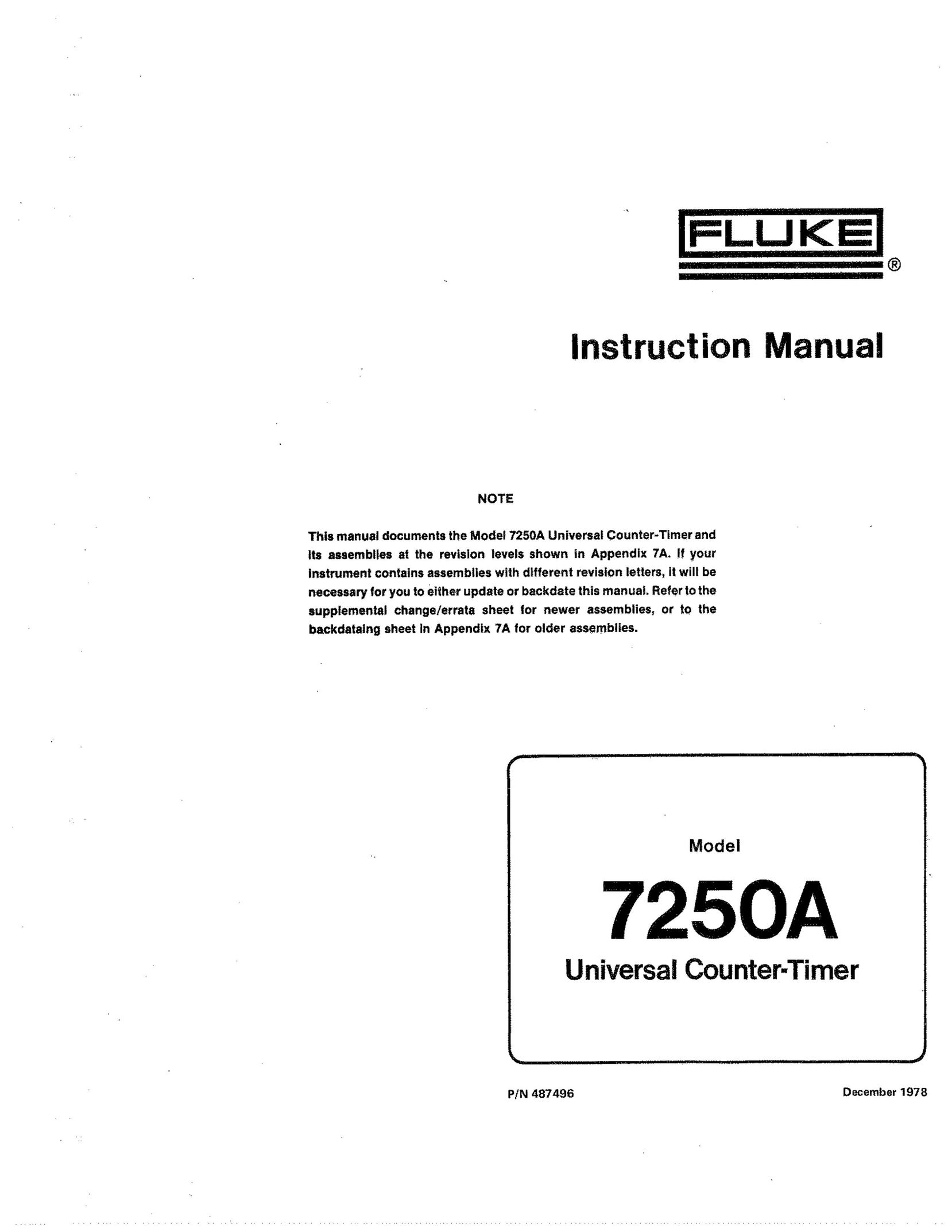 Fluke 7250A Time Clock User Manual