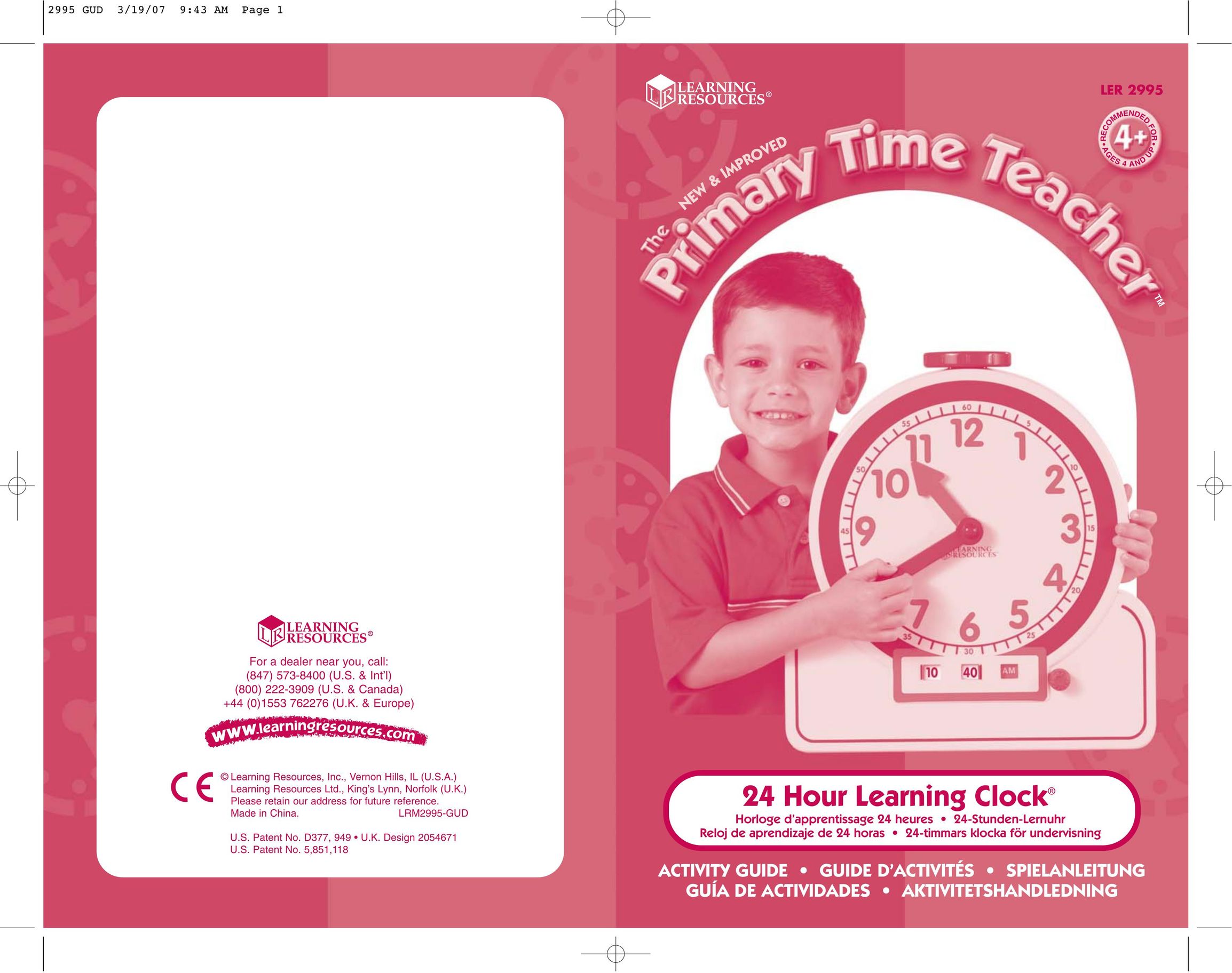 Learning Resources LER 2995 Time Clock User Manual