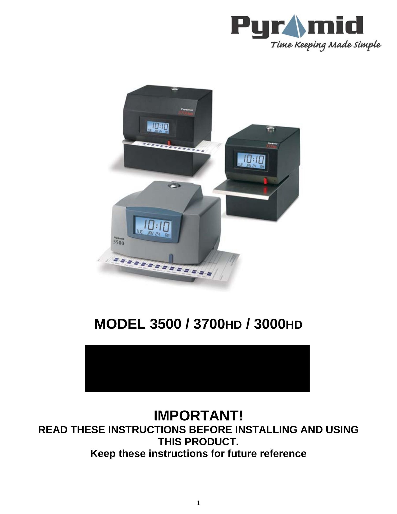 Pyramid Technologies 3000HD Time Clock User Manual