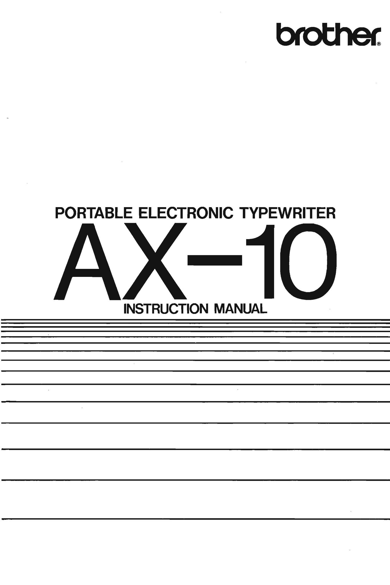 Brother AX-10 Typewriter User Manual