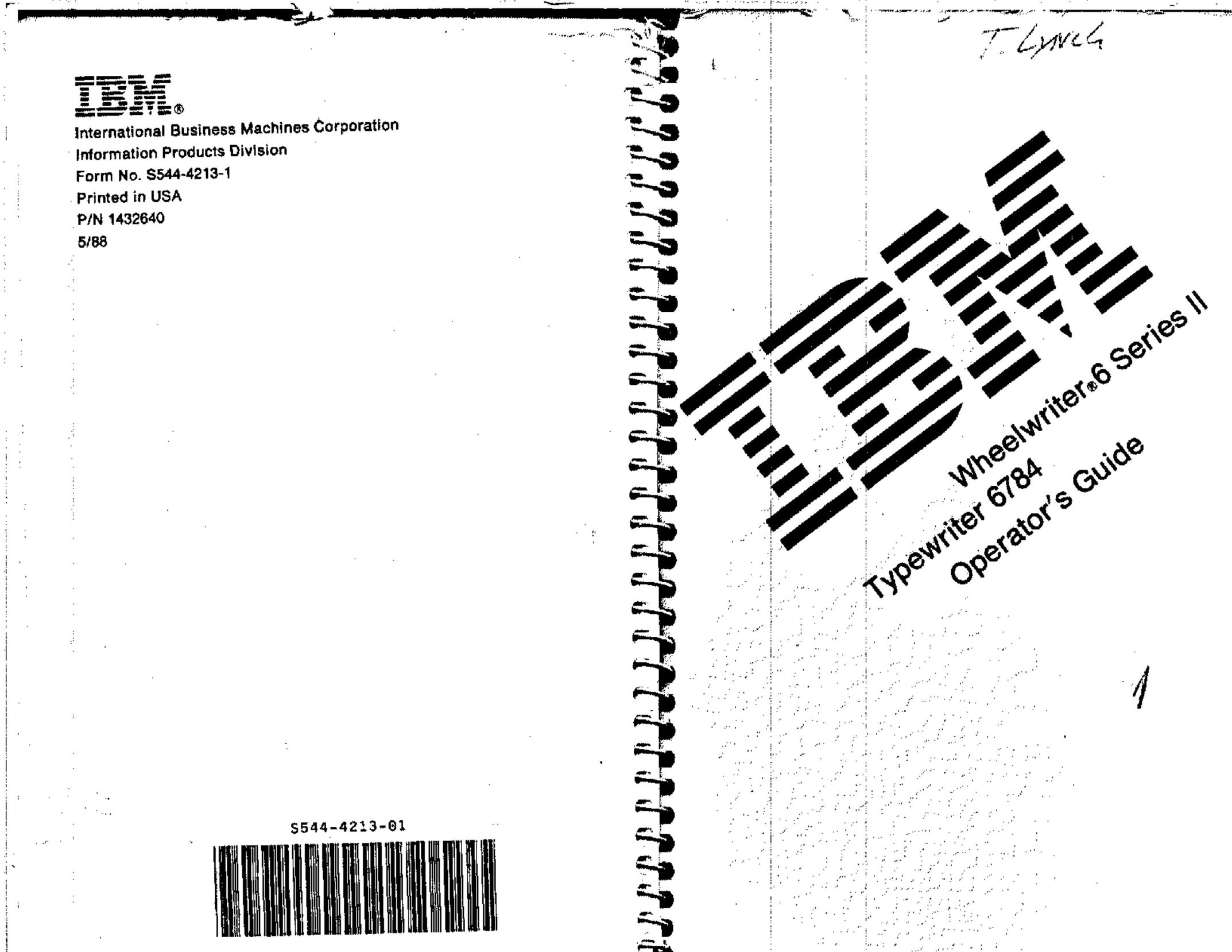 IBM 6784 Typewriter User Manual