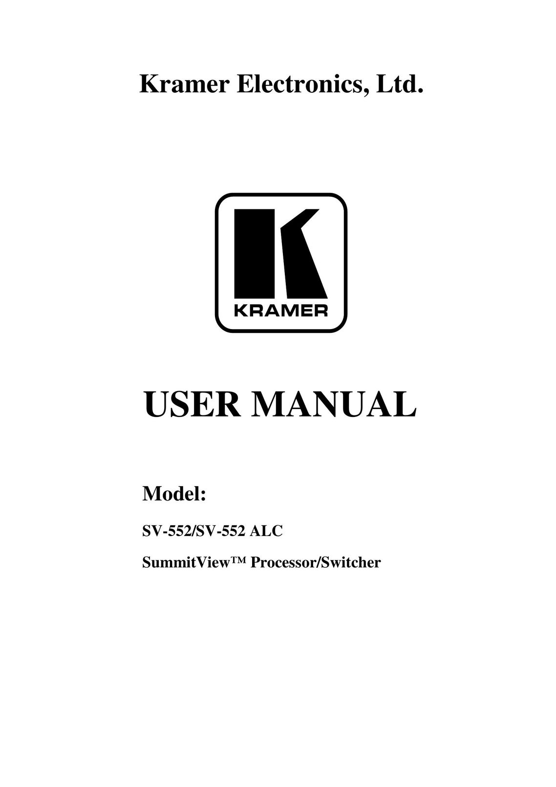 Kramer Electronics SV-552 Typewriter User Manual