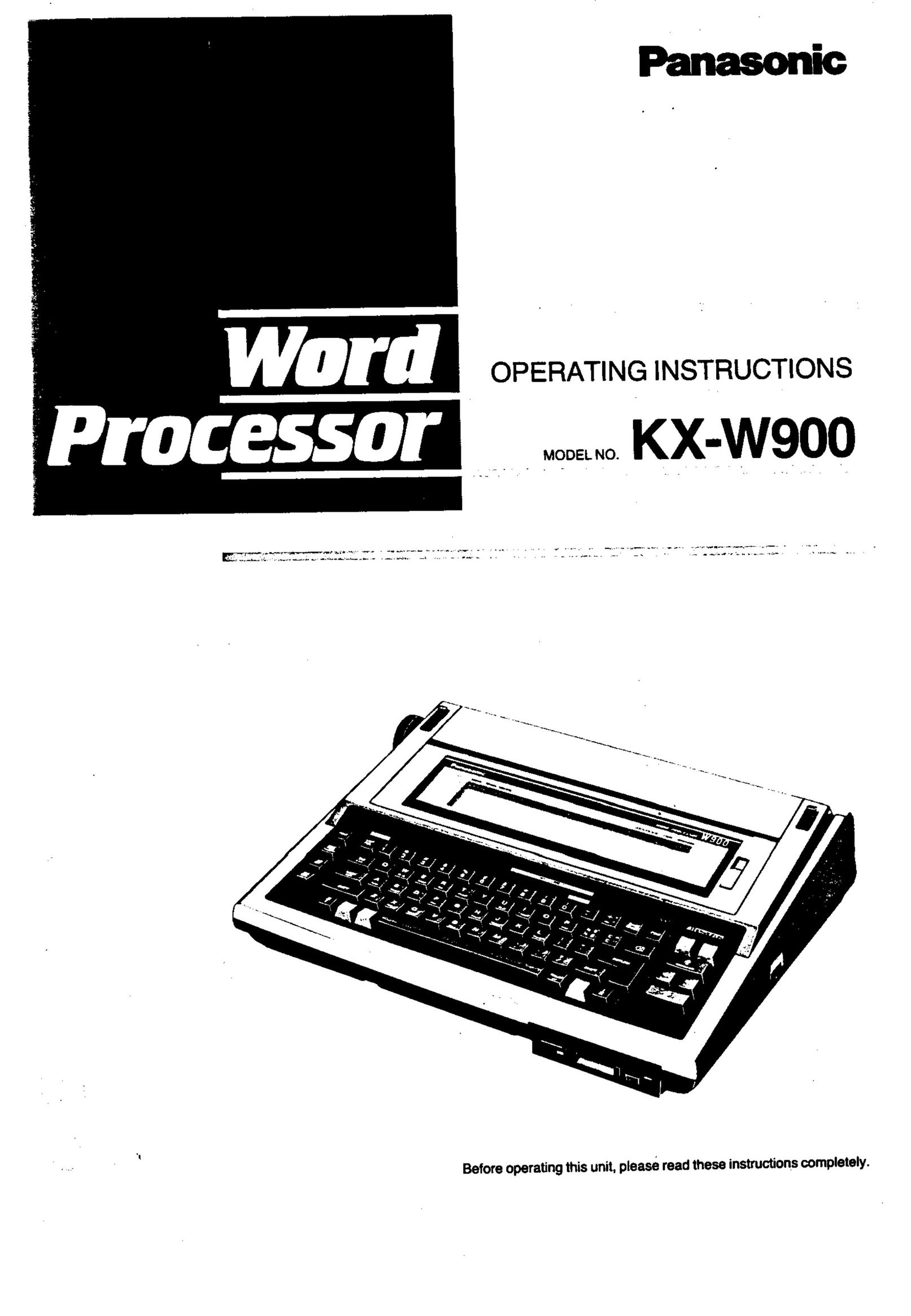 Panasonic KX-W900 Typewriter User Manual