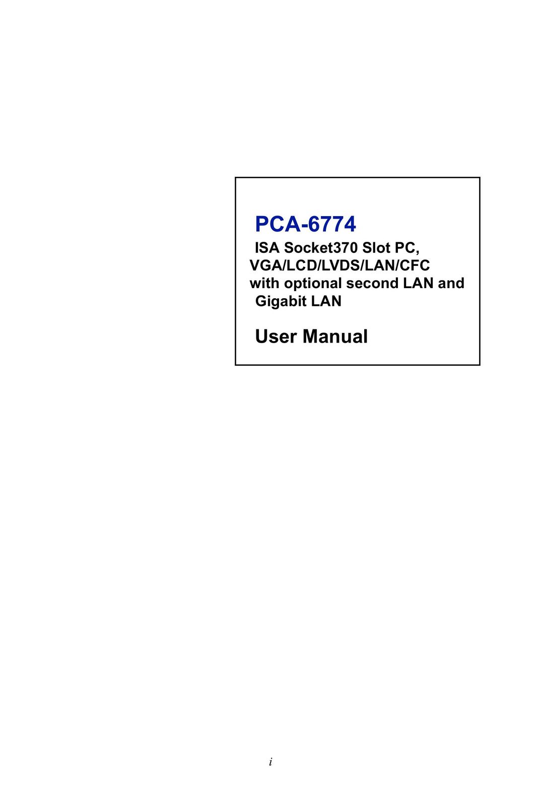 Advantech PCA-6774 Webcam User Manual