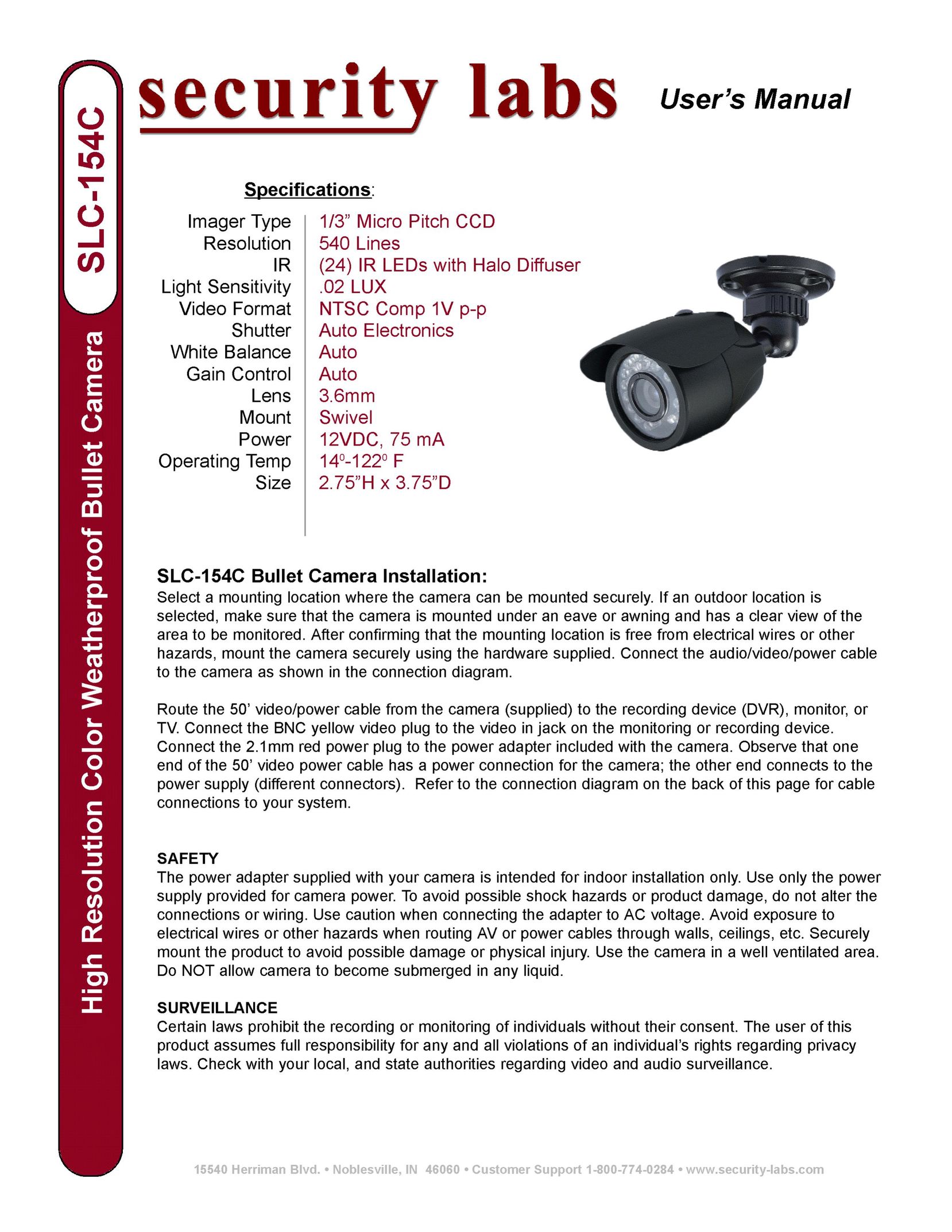 AGI Security SLC-154C Webcam User Manual