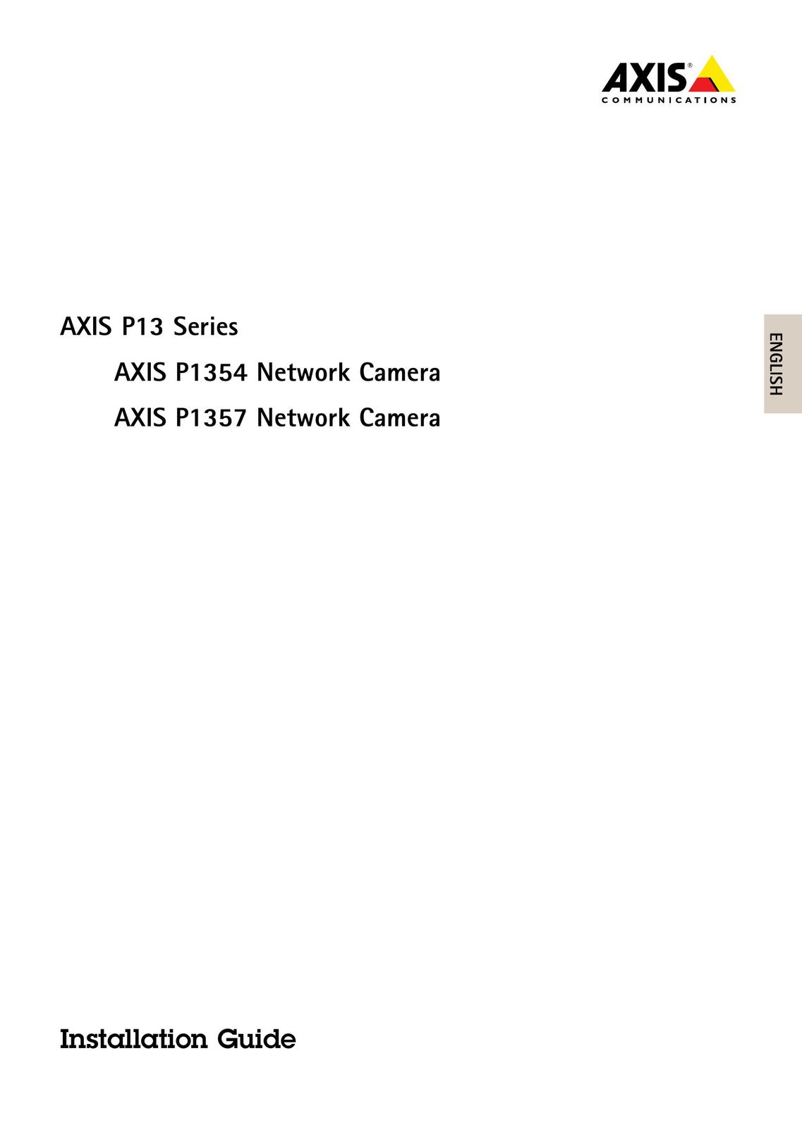 Axis Communications P1354 Webcam User Manual