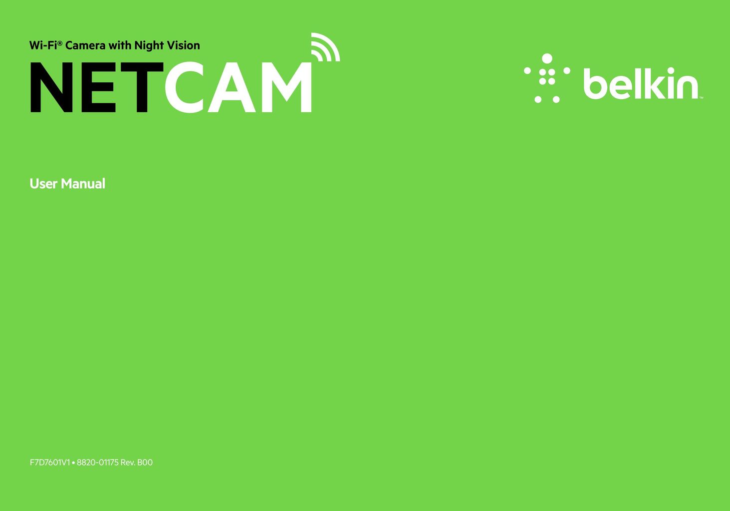 Belkin F7D7601 Webcam User Manual