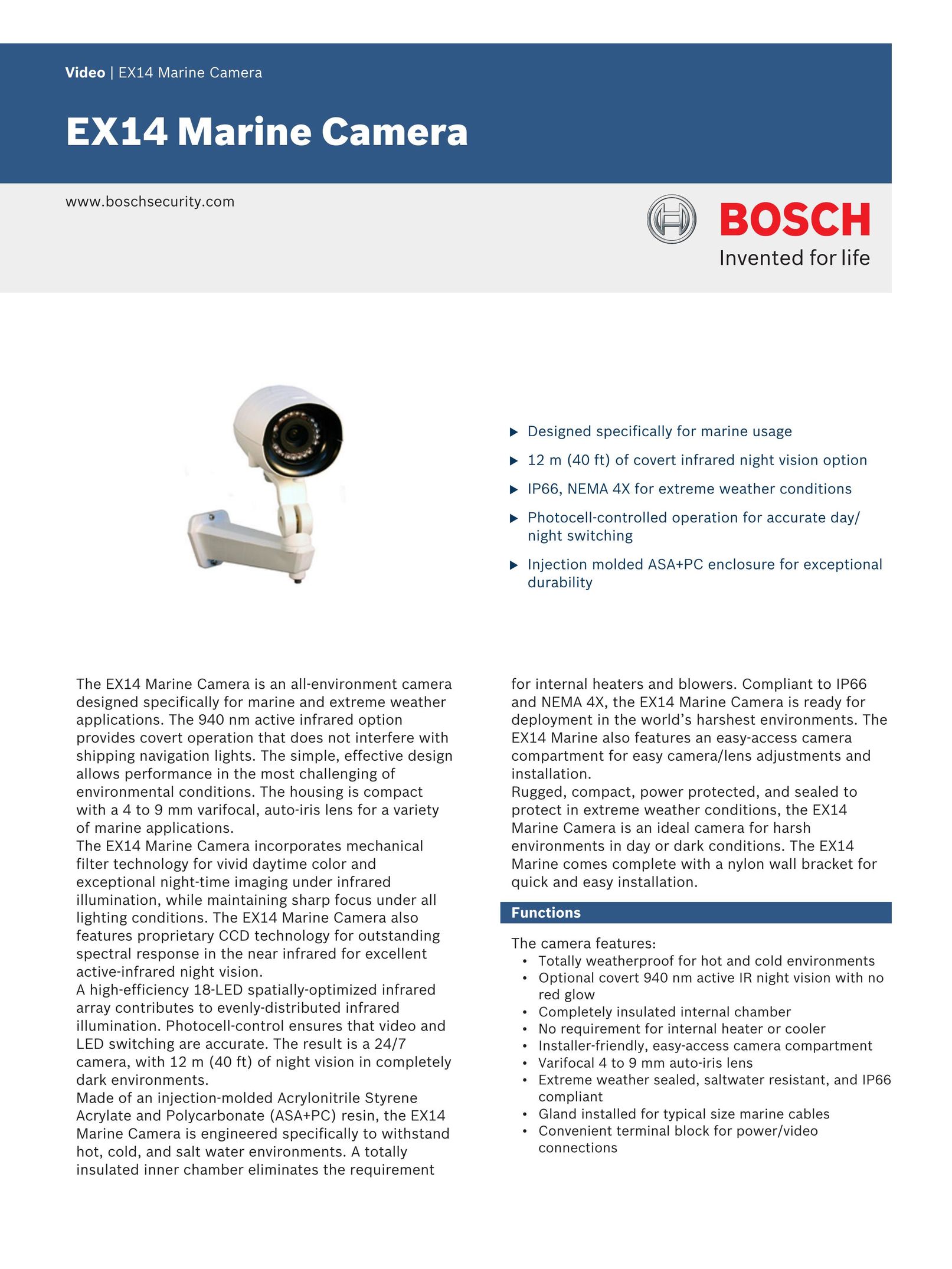 Bosch Appliances EX14 Webcam User Manual