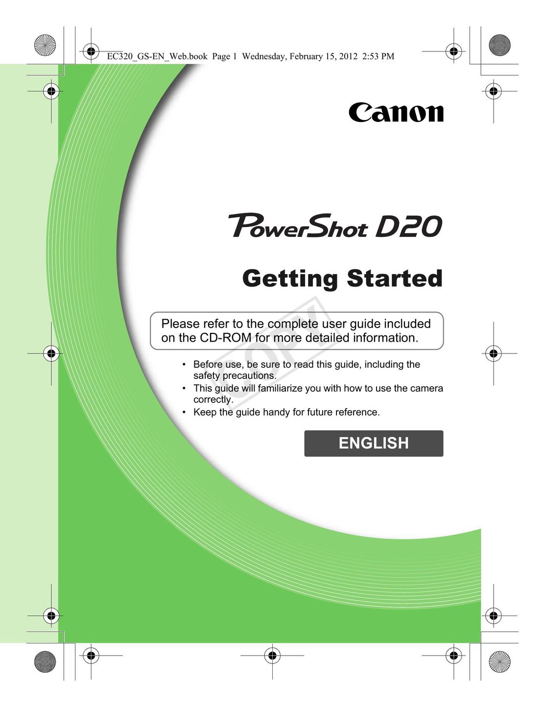 Canon D20 Webcam User Manual