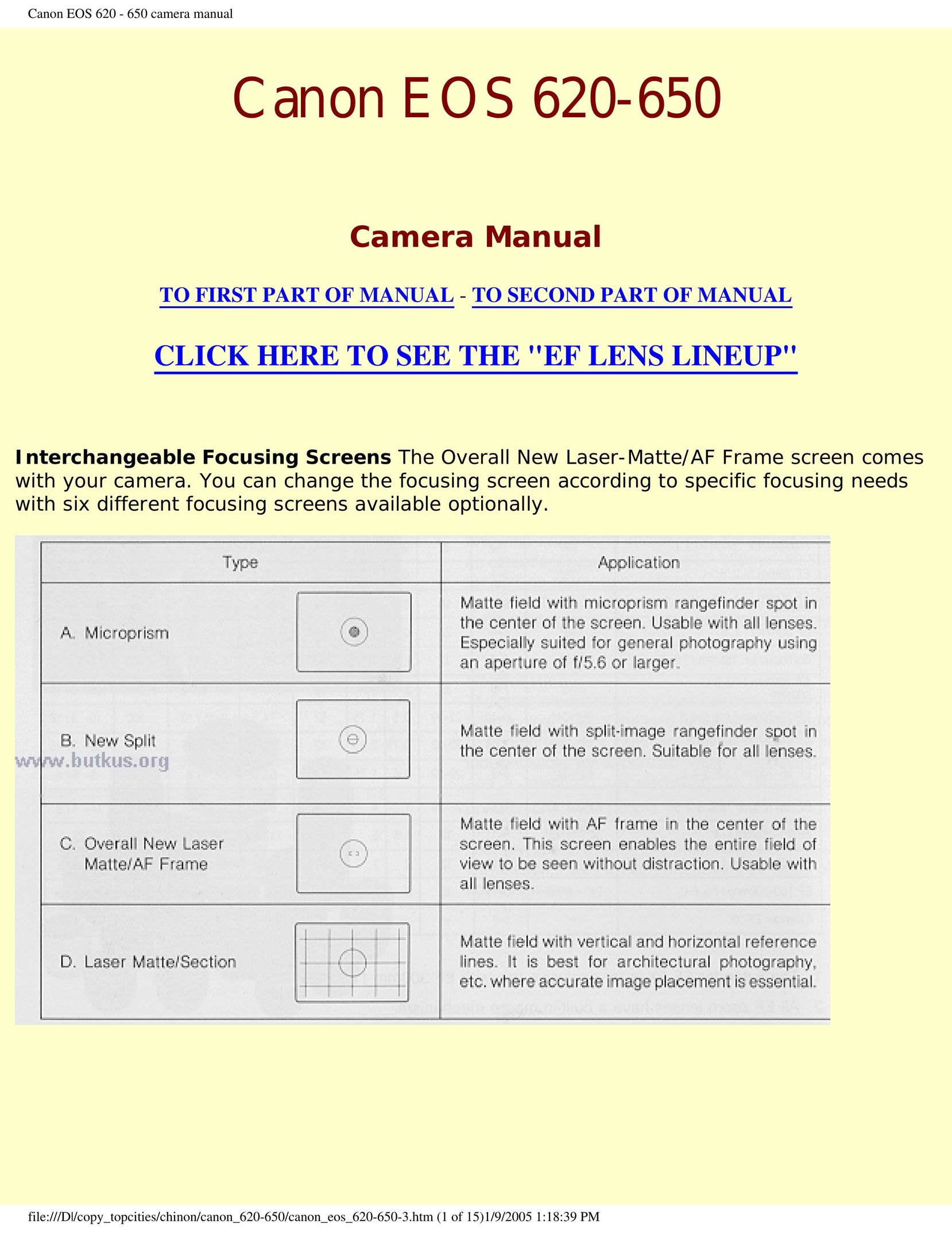 Canon EOS 620-650 Webcam User Manual