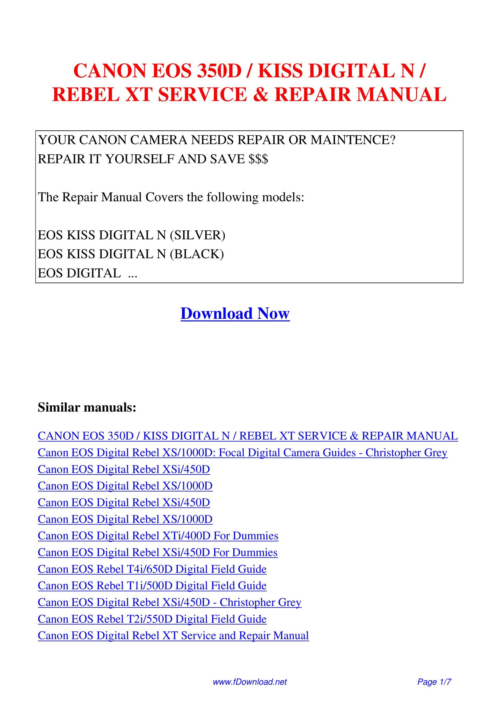 Canon EOS350D Webcam User Manual