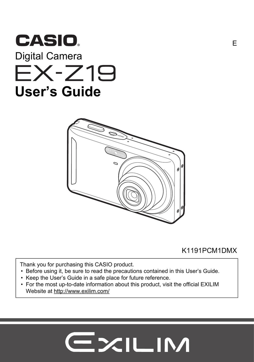 Casio EX-Z19 Webcam User Manual