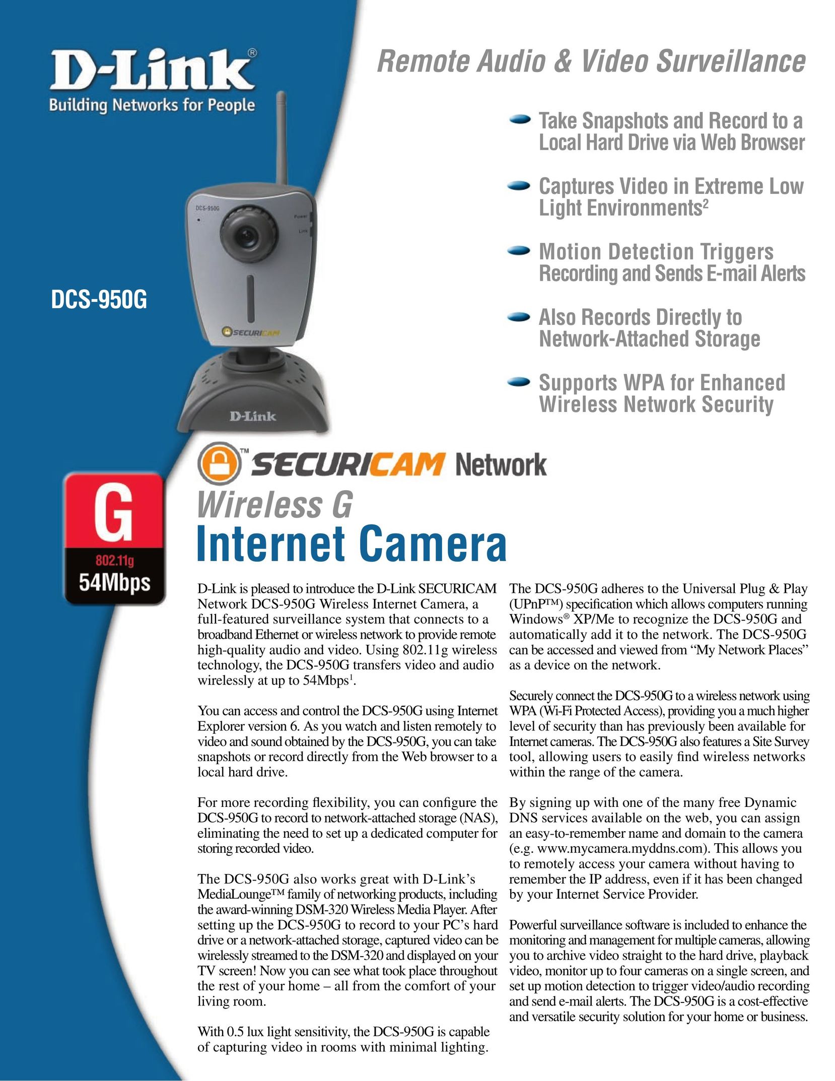 D-Link DCS-950G Webcam User Manual