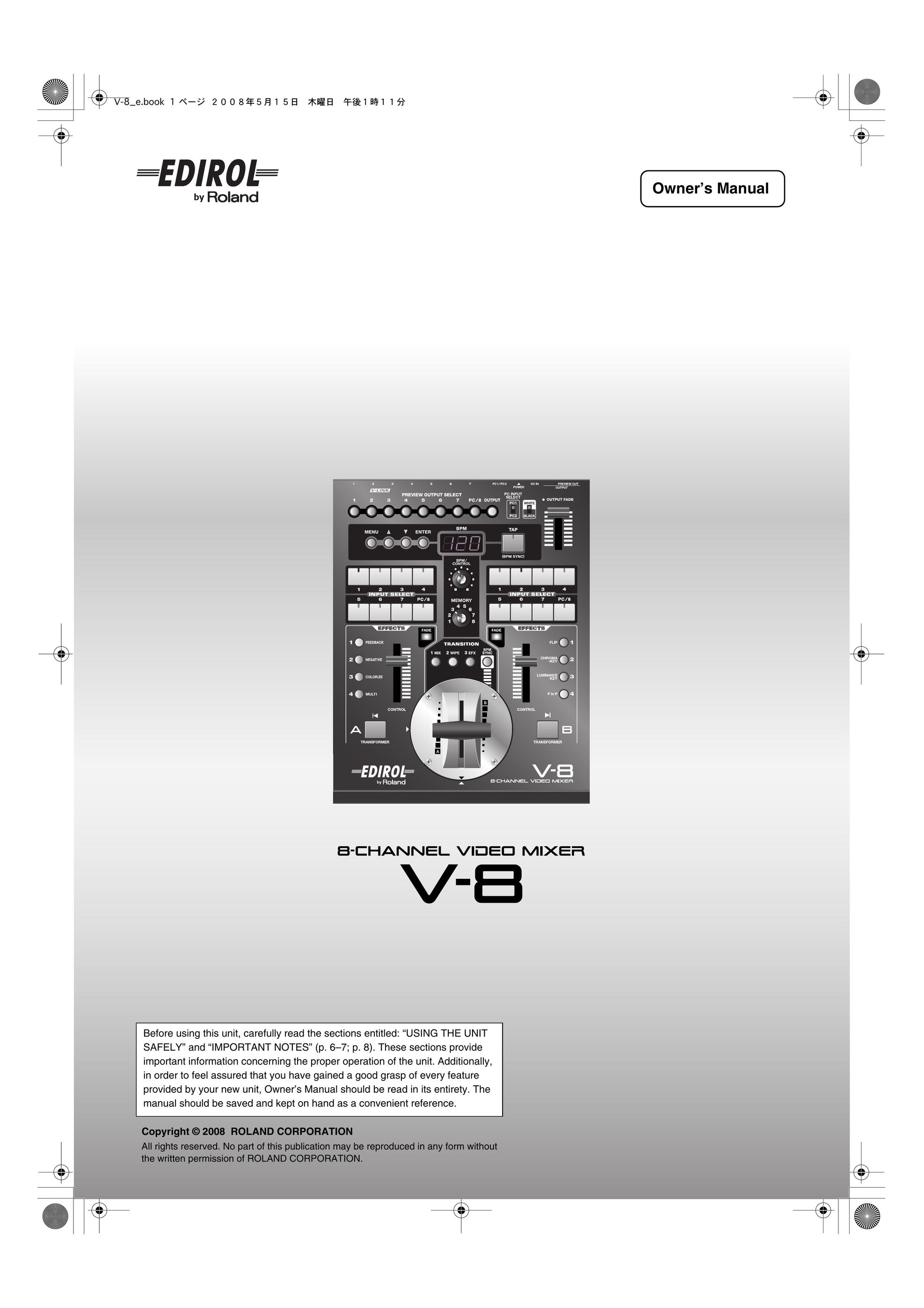 Edirol V-8 Webcam User Manual