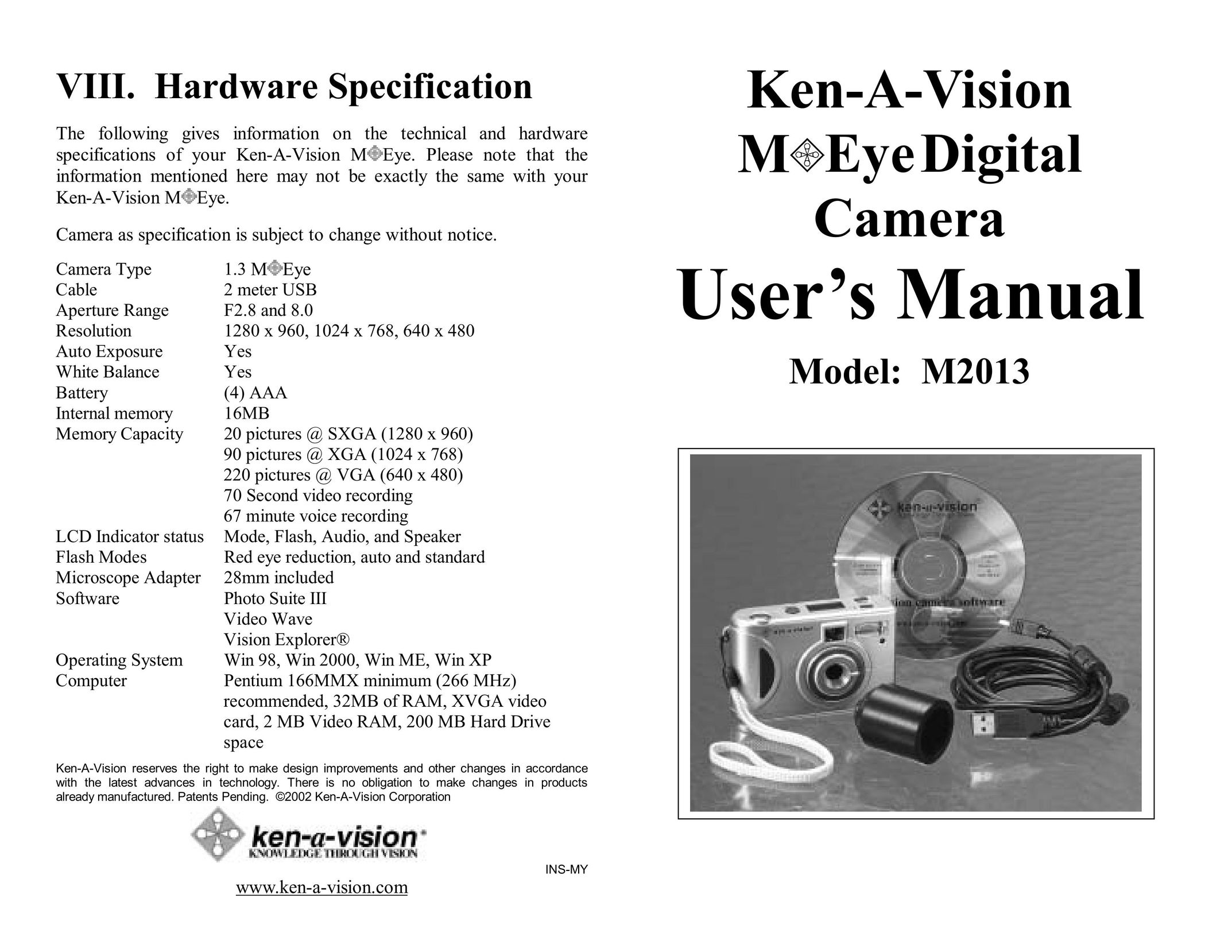 Ken-A-Vision m2013 Webcam User Manual