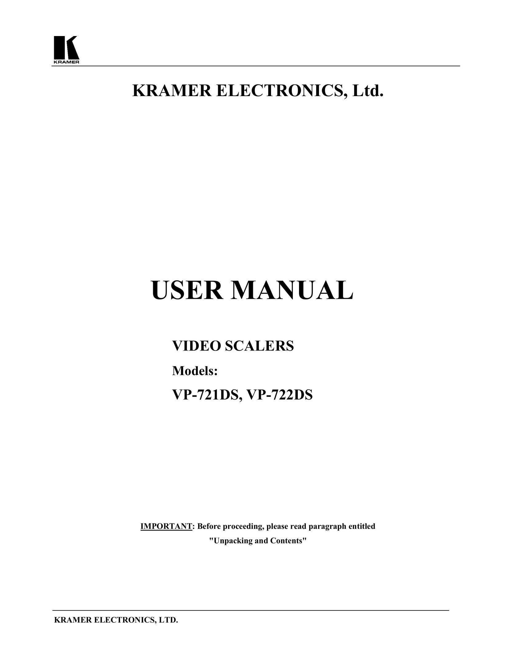 Kramer Electronics VP-721DS Webcam User Manual