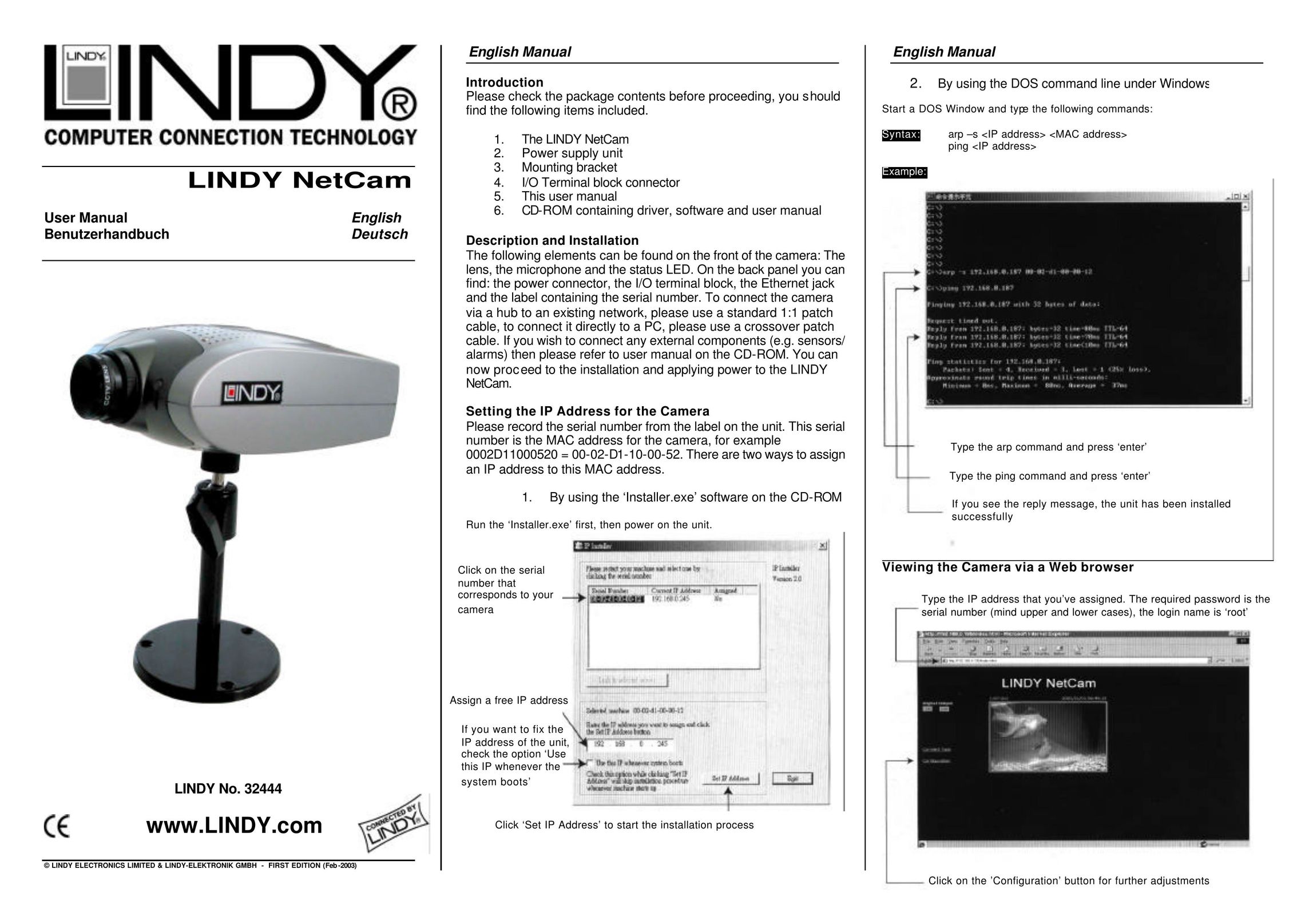 Lindy 32444 Webcam User Manual