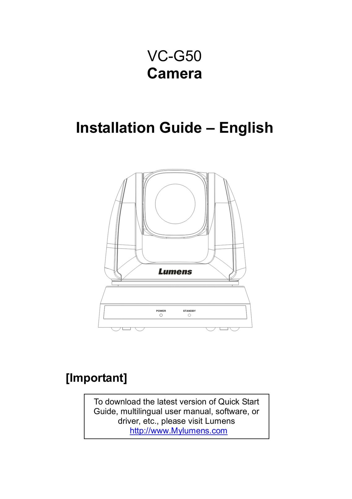 Lumens Technology VC-G50 Webcam User Manual