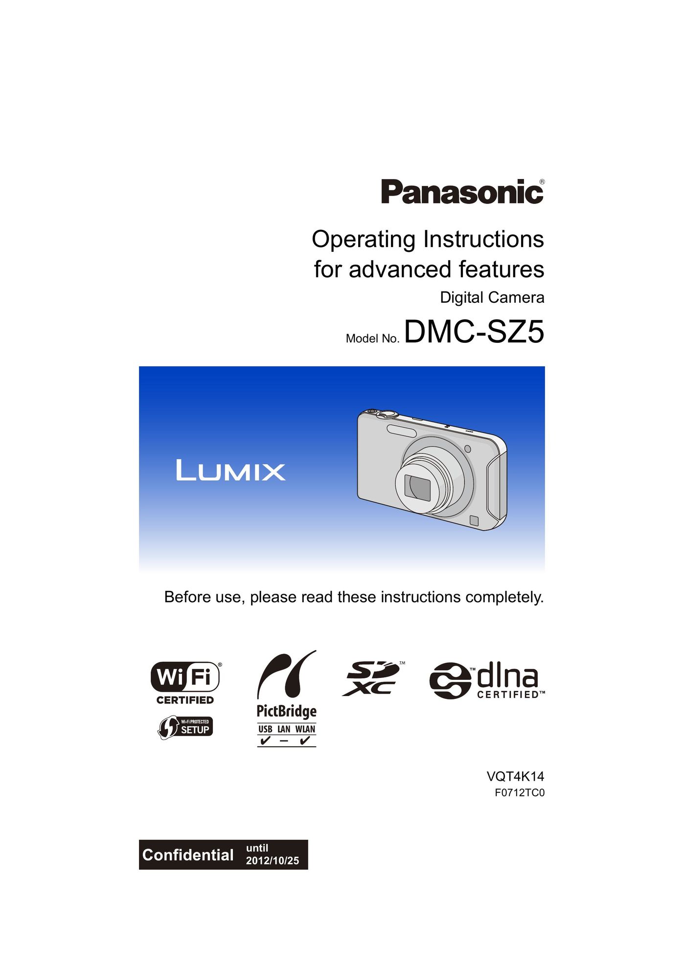 Panasonic DMC-SZ5 Webcam User Manual