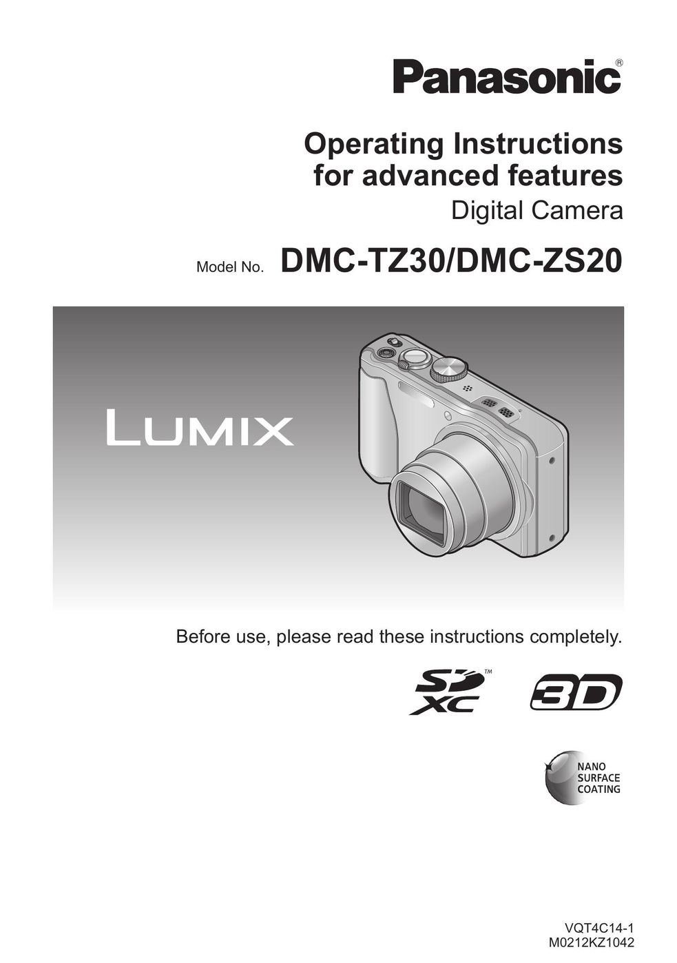 Panasonic DMC-ZS20 Webcam User Manual