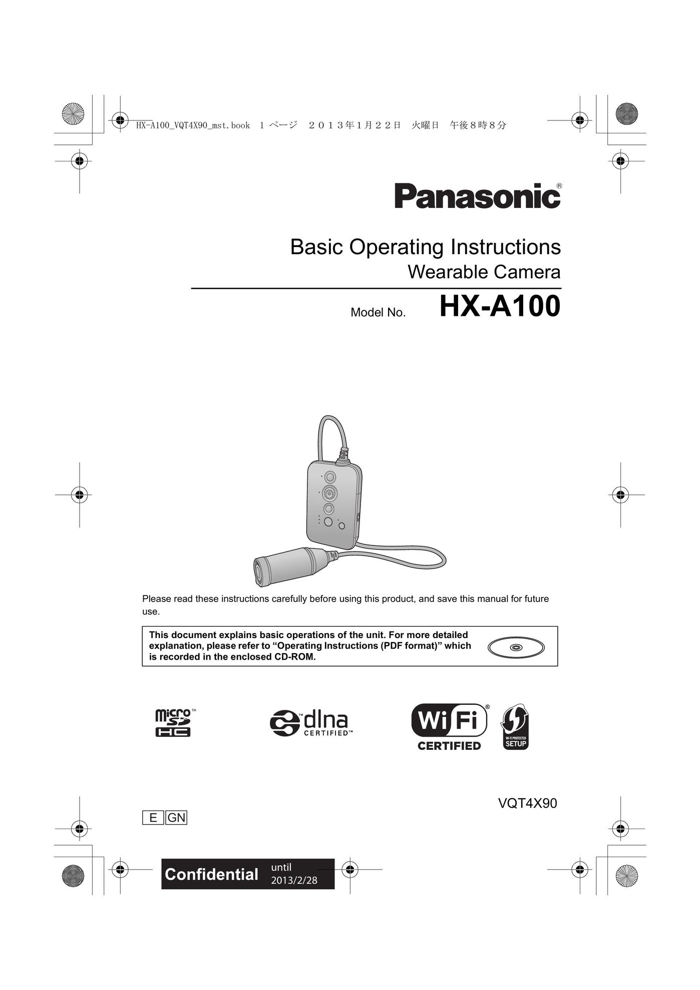 Panasonic HX-A100 Webcam User Manual