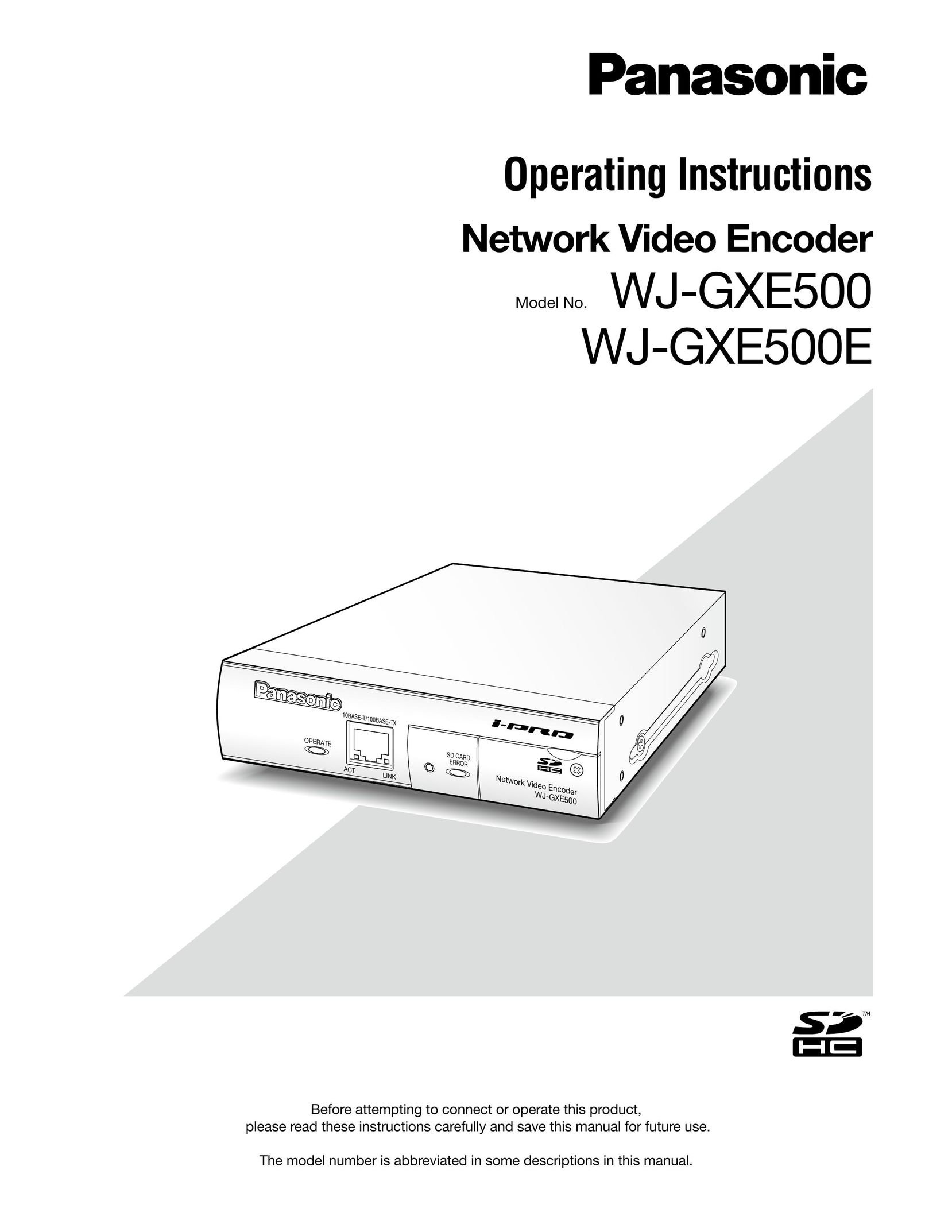 Panasonic WJ-GXE500 Webcam User Manual