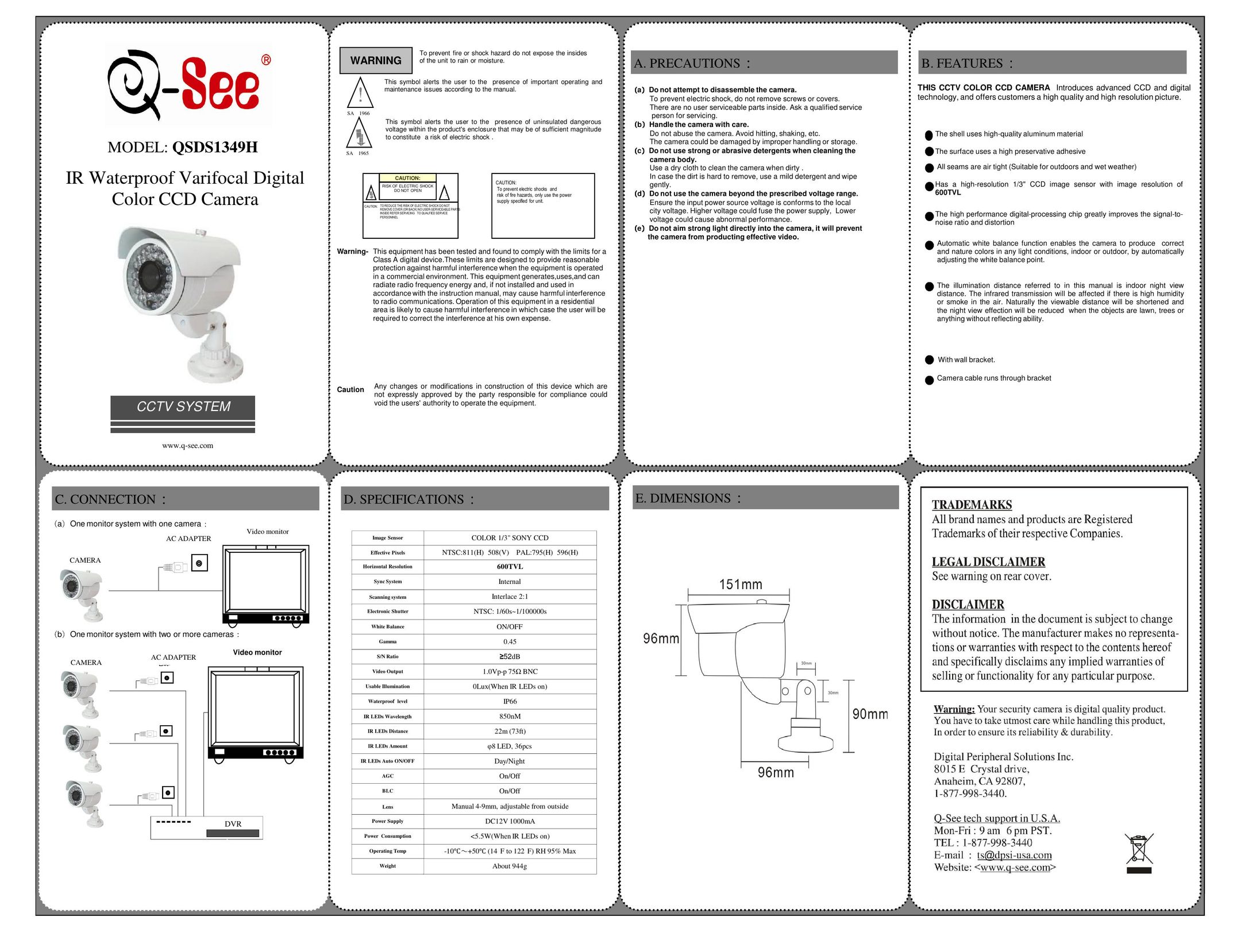 Q-See QSDS1349H Webcam User Manual